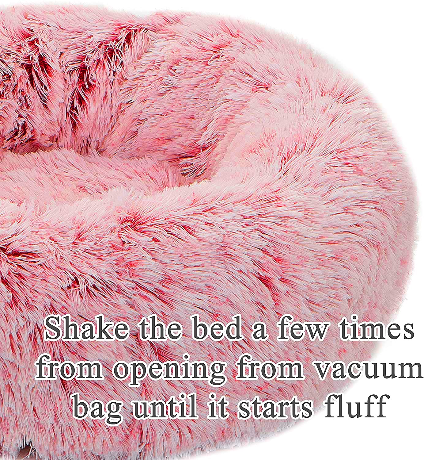 Calming Donut Dog Bed XL - Plush Round Anti-Anxiety Pet Bed for Dogs & Cats, Soft Marshmallow Faux Fur Cushion (32 Inch, Pink) - Perfect for Anxious Pets, Crate Training, and Cozy Napping Spots