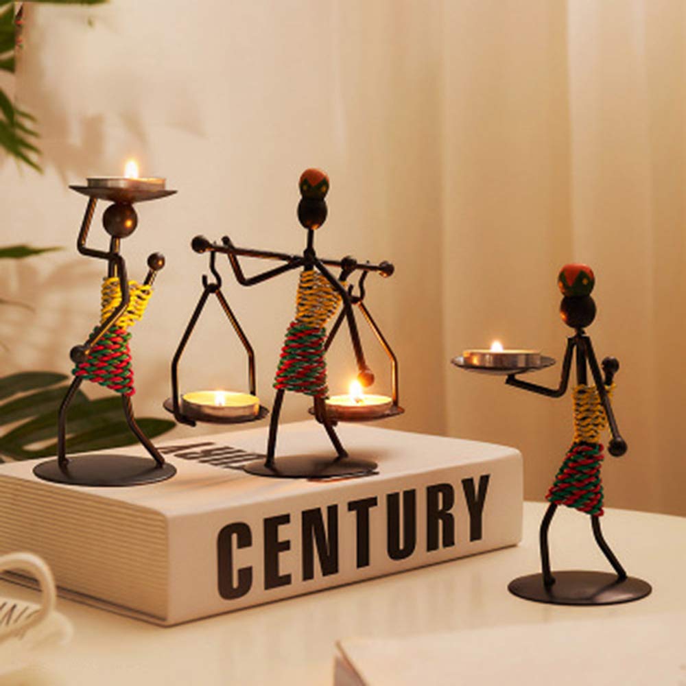 1PC Nordic Abstract Metal Candlestick Holder - Modern Candle Stand with Sculptural Character Design for Home Decor, Wedding Centerpieces & Dining Table Decorations