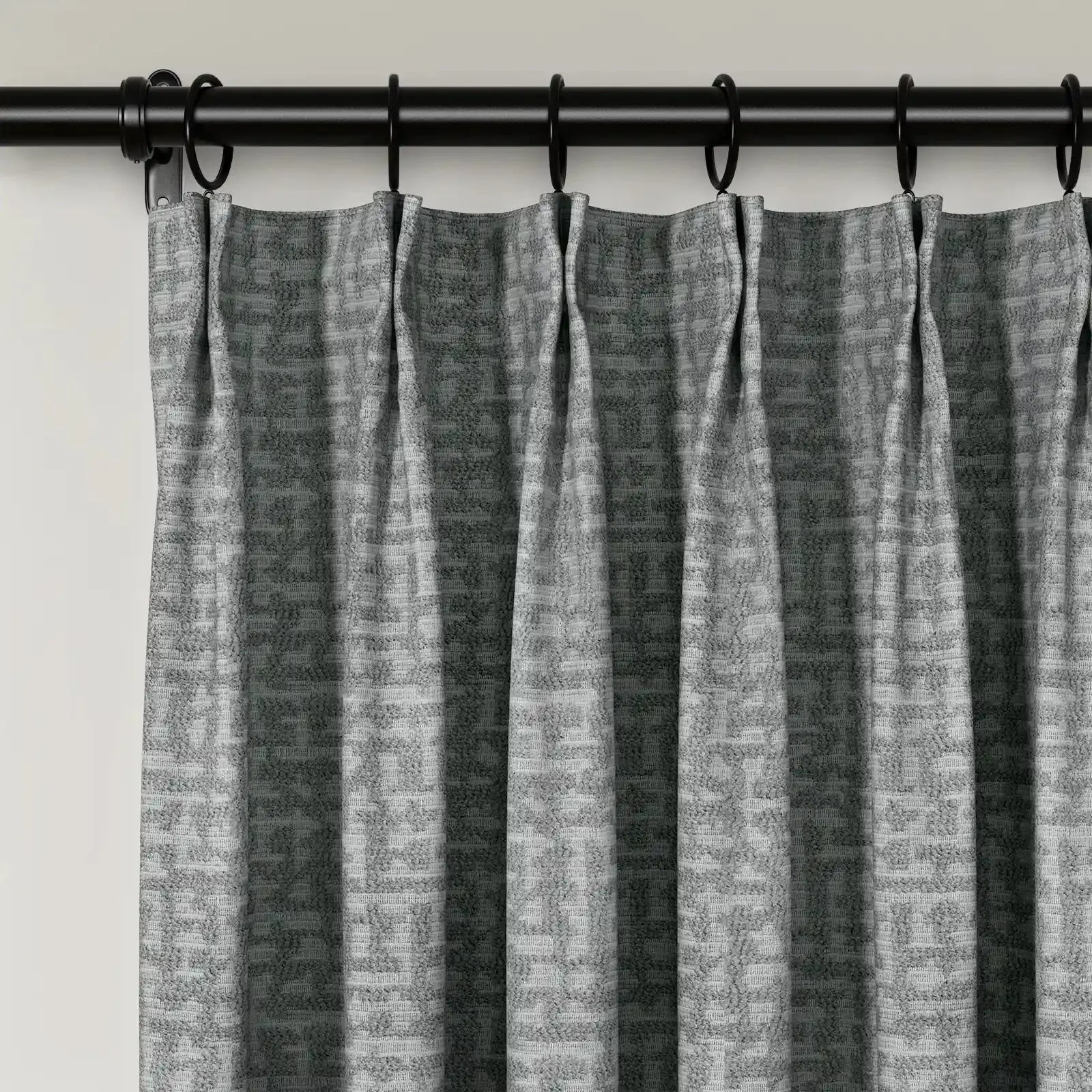 Lydia Jacquard Pleated Curtains for Living Room & Bedroom - Elegant Brick Pattern Blackout Drapes for Home Decor