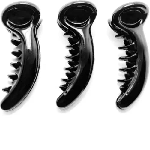 Stylish Banana Hair Clutch & Mirchi Hair Clip for Women - 3 Pack Black Hair Claw Clips | Perfect for Ponytails, Buns & Everyday Hairstyles