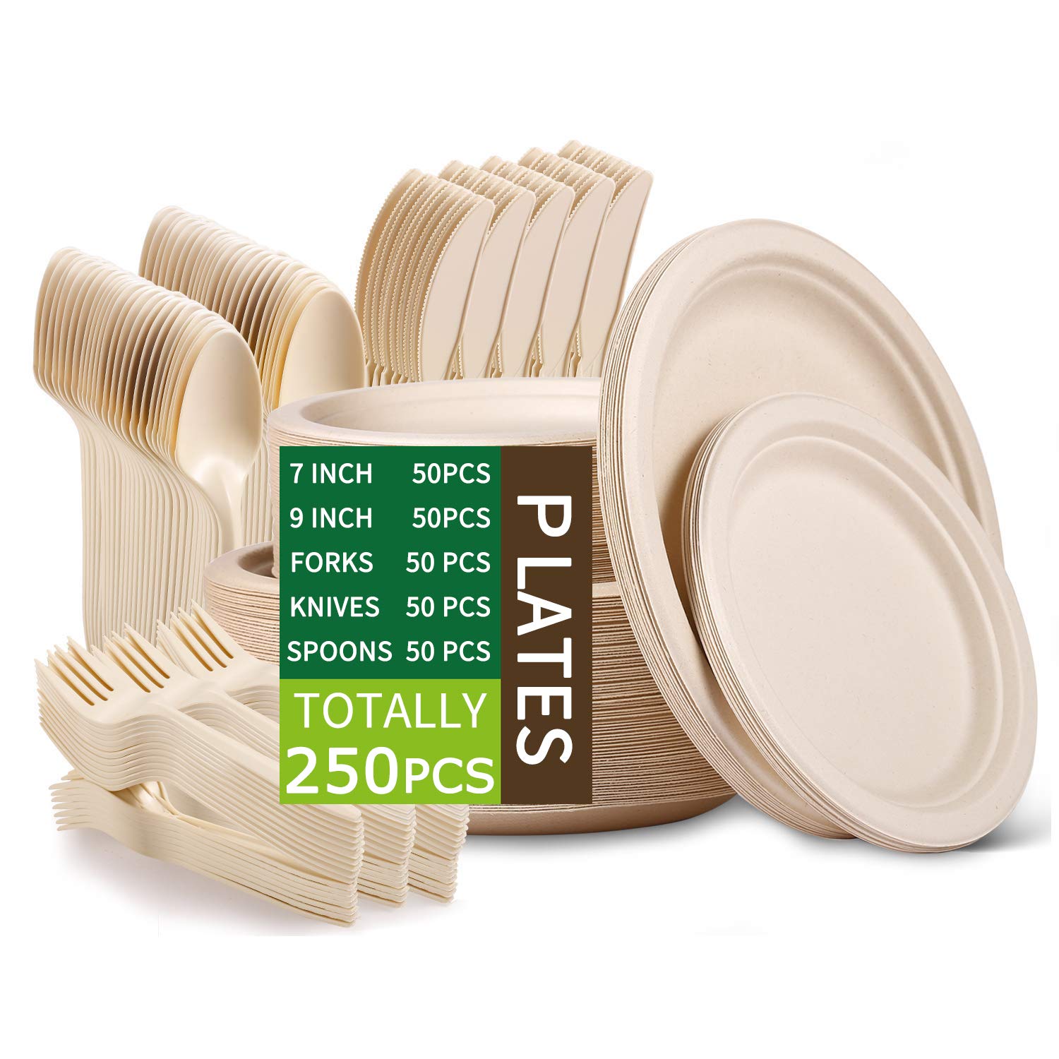 Eco-Friendly Heavy Duty Disposable Paper Plates Set - 9