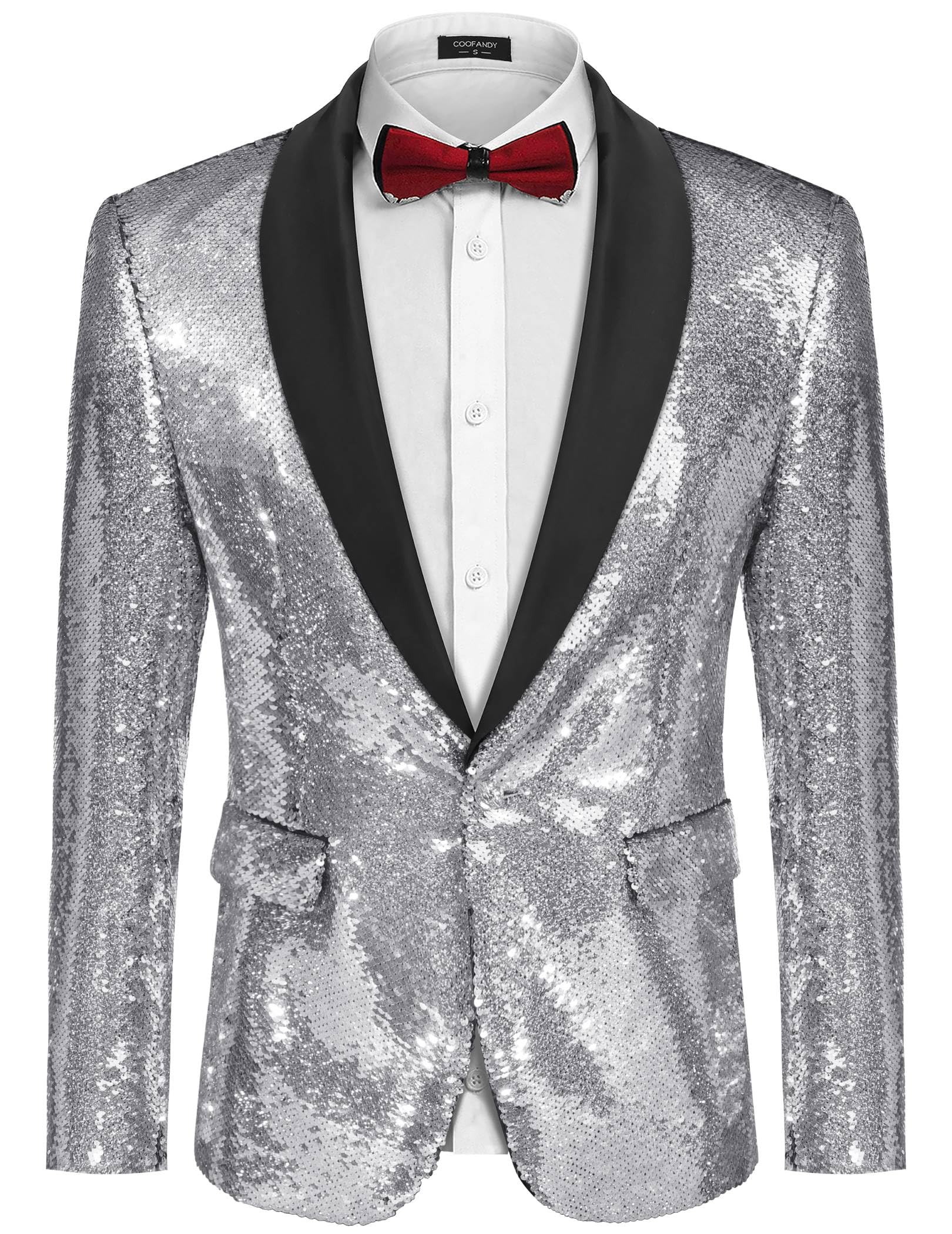 COOFANDY Men's Sparkling Sequin Blazer - One Button Tuxedo Jacket for Prom, Dinner Party & Formal Events | Elegant Night Out Attire for Weddings, Gala & Special Occasions