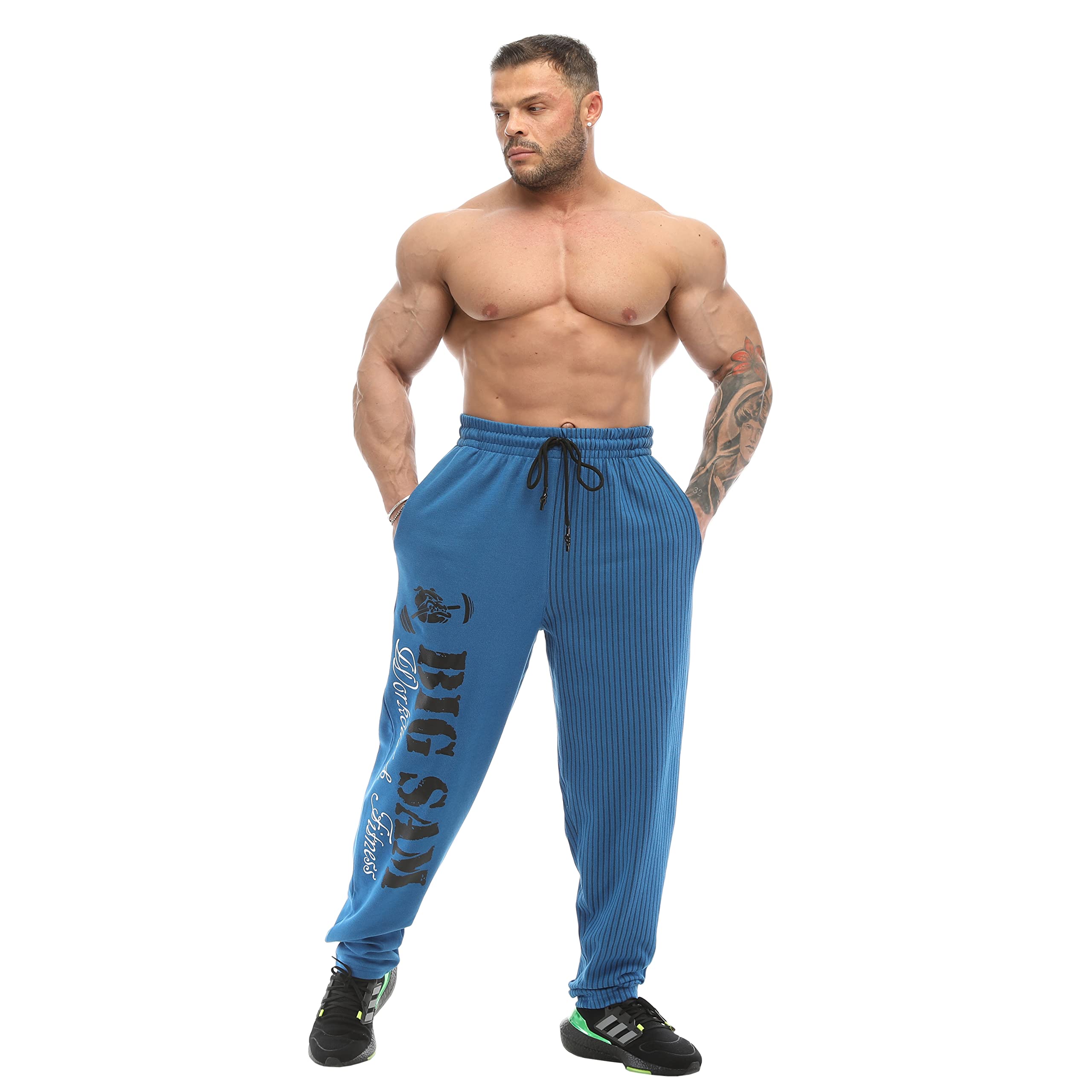 BIG SAM SPORTSWEAR Men's Jogger Sweatpants with Pockets - Comfortable Baggy Workout Pants for Bodybuilding & Gym Training - Perfect for Casual Wear, Running & Fitness Activities