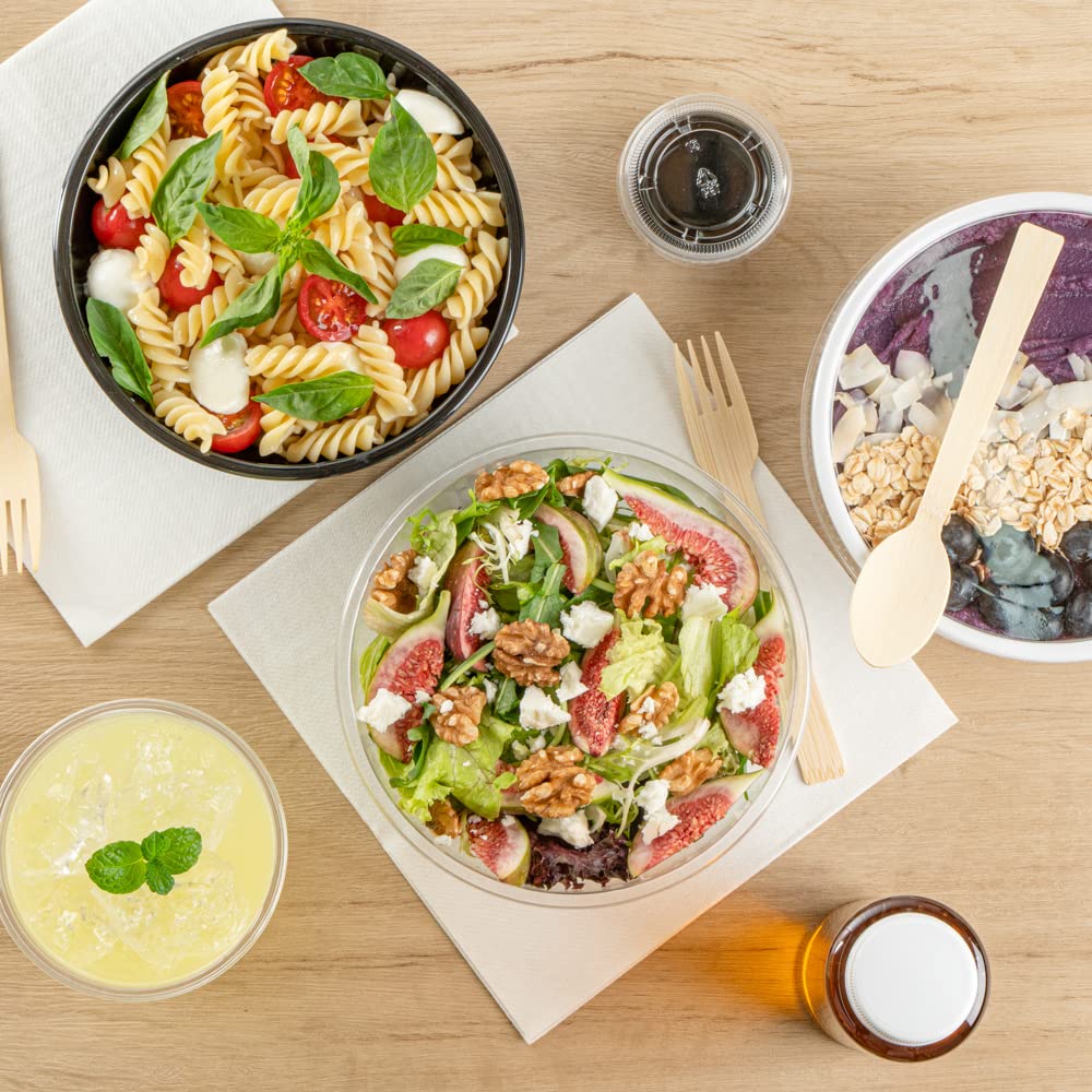 200-Pack 21oz Clear Recyclable Plastic Salad Bowls | Disposable Large To-Go Containers for Pasta, Salads, Soups | Perfect for Restaurants, Catering & Meal Prep (Lids Sold Separately)
