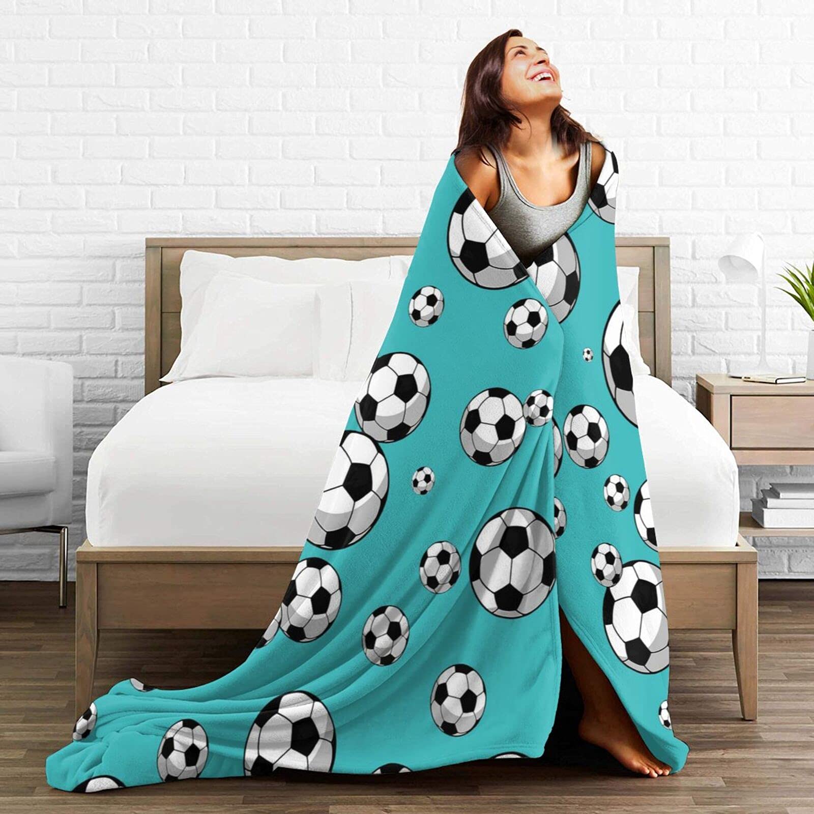 Super Soft Cozy Flannel Soccer Blanket - 50