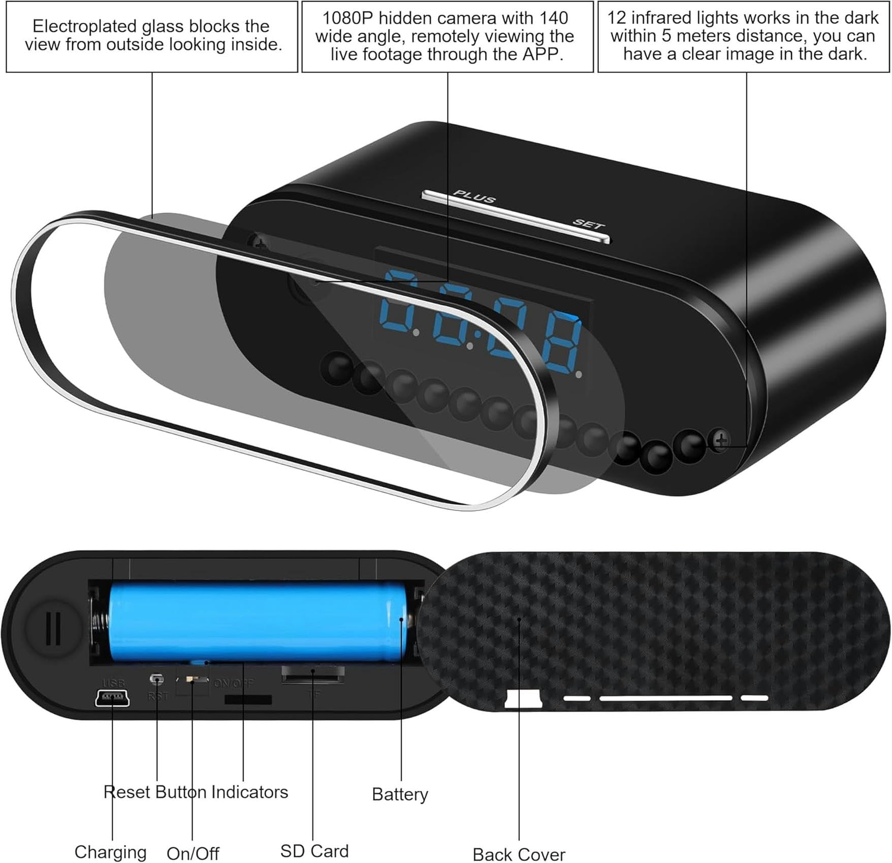 QPZMALSKY Mini Hidden Spy Camera 1080P WiFi - Secret Baby Monitor with Audio & Video, Covert Nanny Cam for Home & Office Surveillance, Motion Detection, 32GB Storage - Ideal for Child Safety, Elderly Care, and Security Monitoring