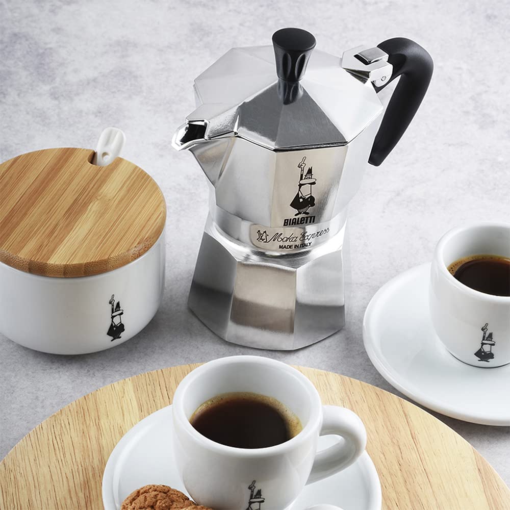 Bialetti Moka Express 3-Cup Stovetop Espresso Maker - 90ml (3oz) Italian Coffee Pot for Home & Travel - Classic Silver Aluminum Design - Perfect for Camping, Office & Gifts