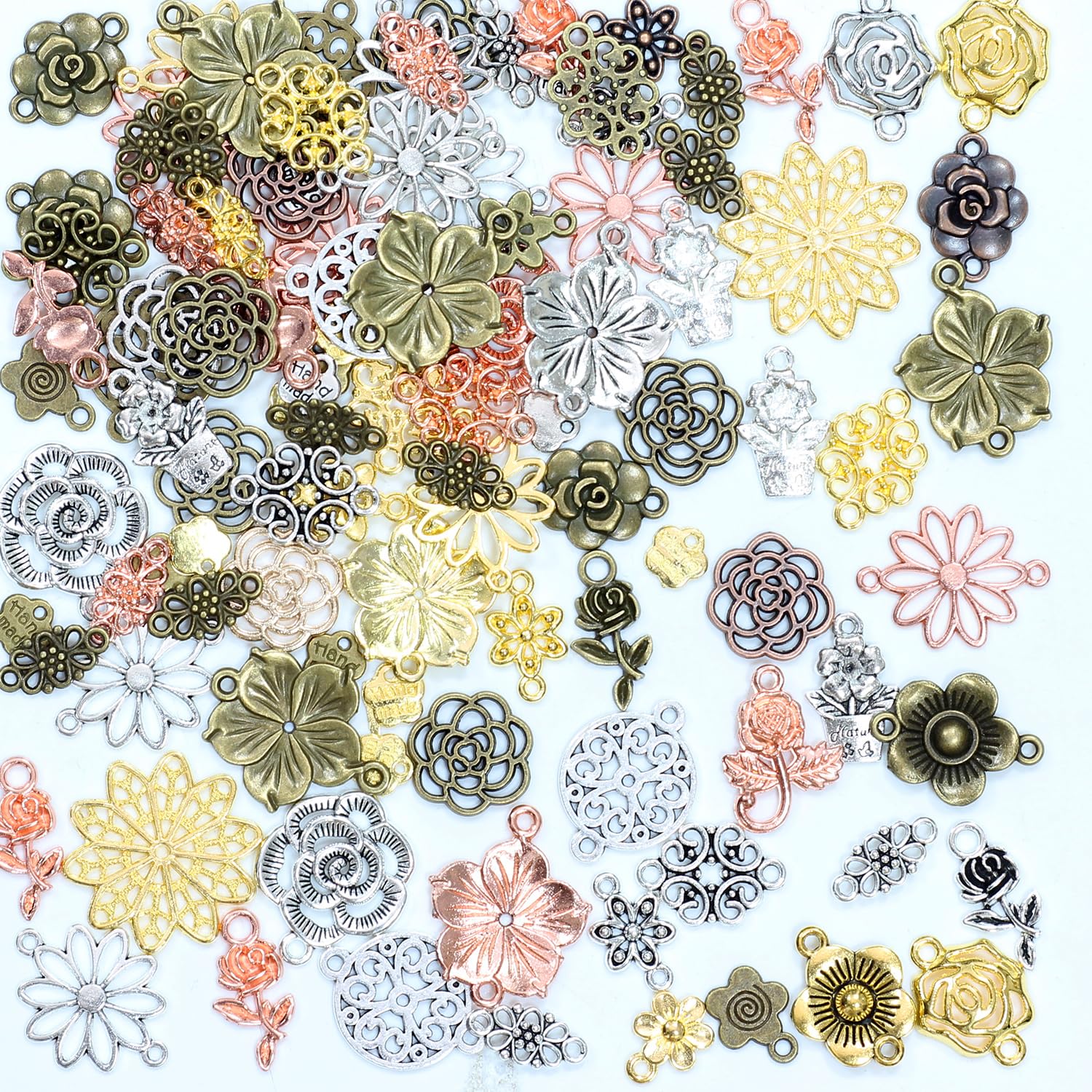 Stino 100g Bulk Metal Pendant Charms for Jewelry Making - Silver & Gold Charms for Bracelets, Necklaces & DIY Crafts (Animals, Plants, Flowers, Pets) - Perfect for Handmade Jewelry, Scrapbooking & Gift Making