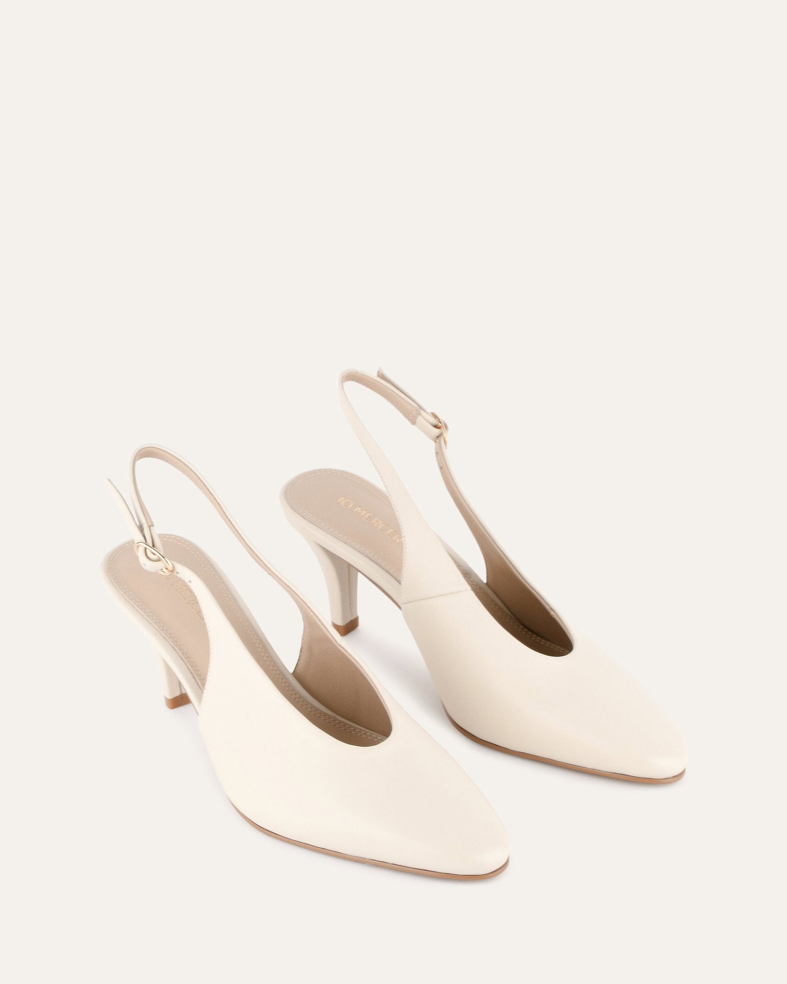 Justine Mid Heel Off White Leather Women's Shoes - Elegant & Comfortable for Work, Parties & Weddings