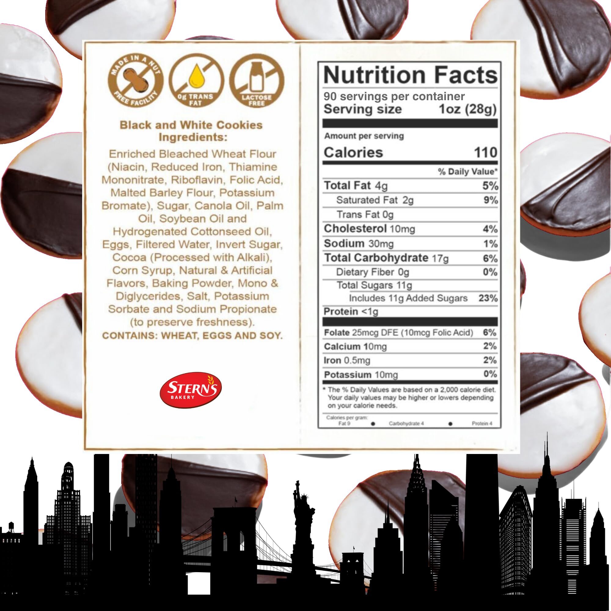 NY Style Black & White Cookies - 90 Individually Wrapped Kosher Snack Packs | Dairy & Nut Free | Perfect for Lunchboxes, Office Snacks & Party Treats | Stern's Bakery Classic Cookies