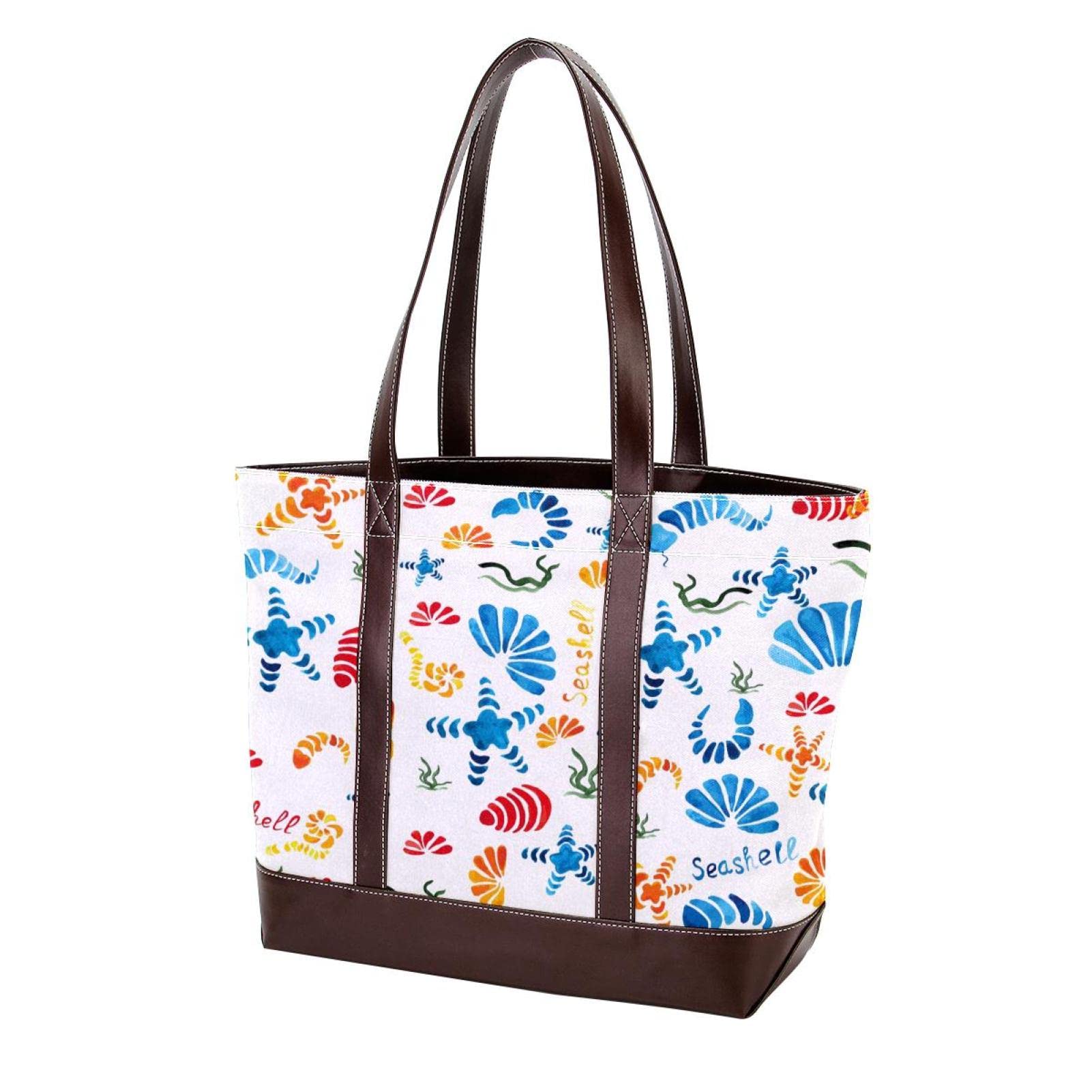Stylish Pink Flamingo Print Large Tote Bag for Women - Durable Leather & Canvas Shoulder Bag, Top Handle Satchel Purse - Perfect for Beach, Shopping & Travel Accessories