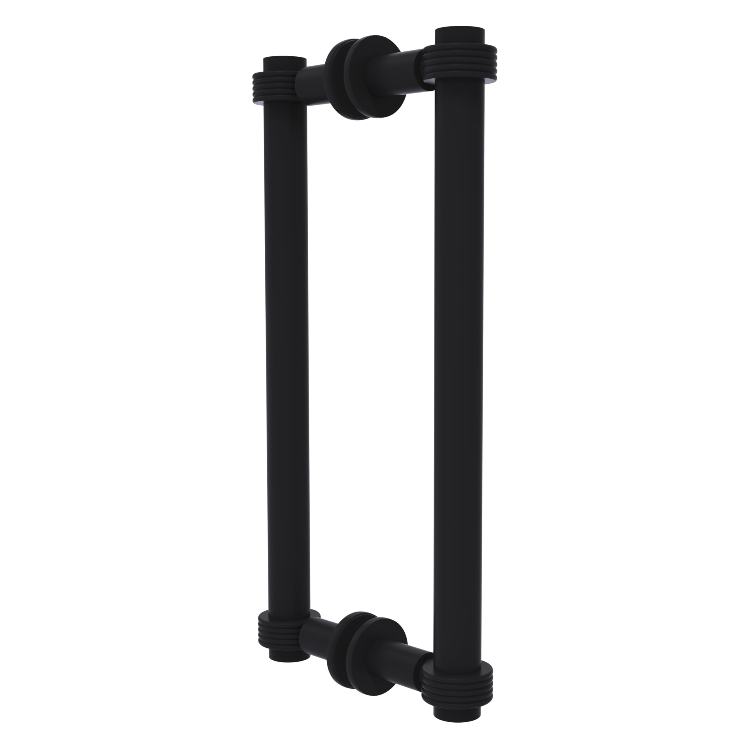 Allied Brass 404G-12BB-BKM 12 Inch Modern Matte Black Shower Door Pull Handle - Contemporary Grooved Design for Bathroom & Shower Enclosures