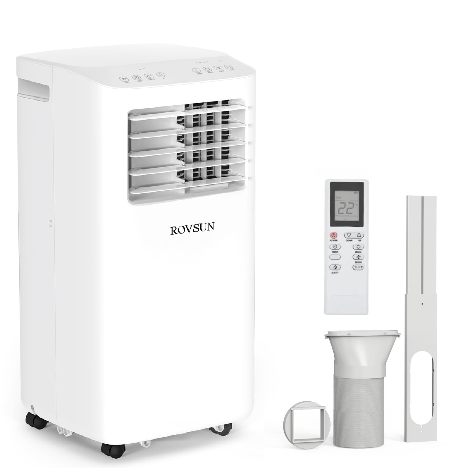 ROVSUN 10000 BTU Portable Air Conditioner Heater Combo - 4-in-1 AC Unit with Remote, Fan & Dehumidifier - Digital Display & Timer - Perfect for Home, Office, Dorm, Bedroom & Small Spaces - Easy Installation Kit Included
