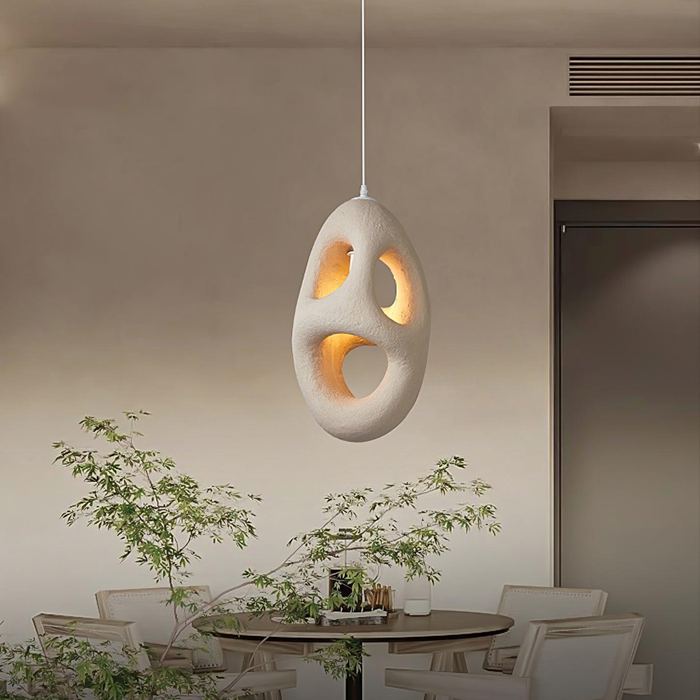Handmade White Pendant Light - Modern Glass Hanging Lamp for Kitchen Island, Dining Room & Bedroom Lighting