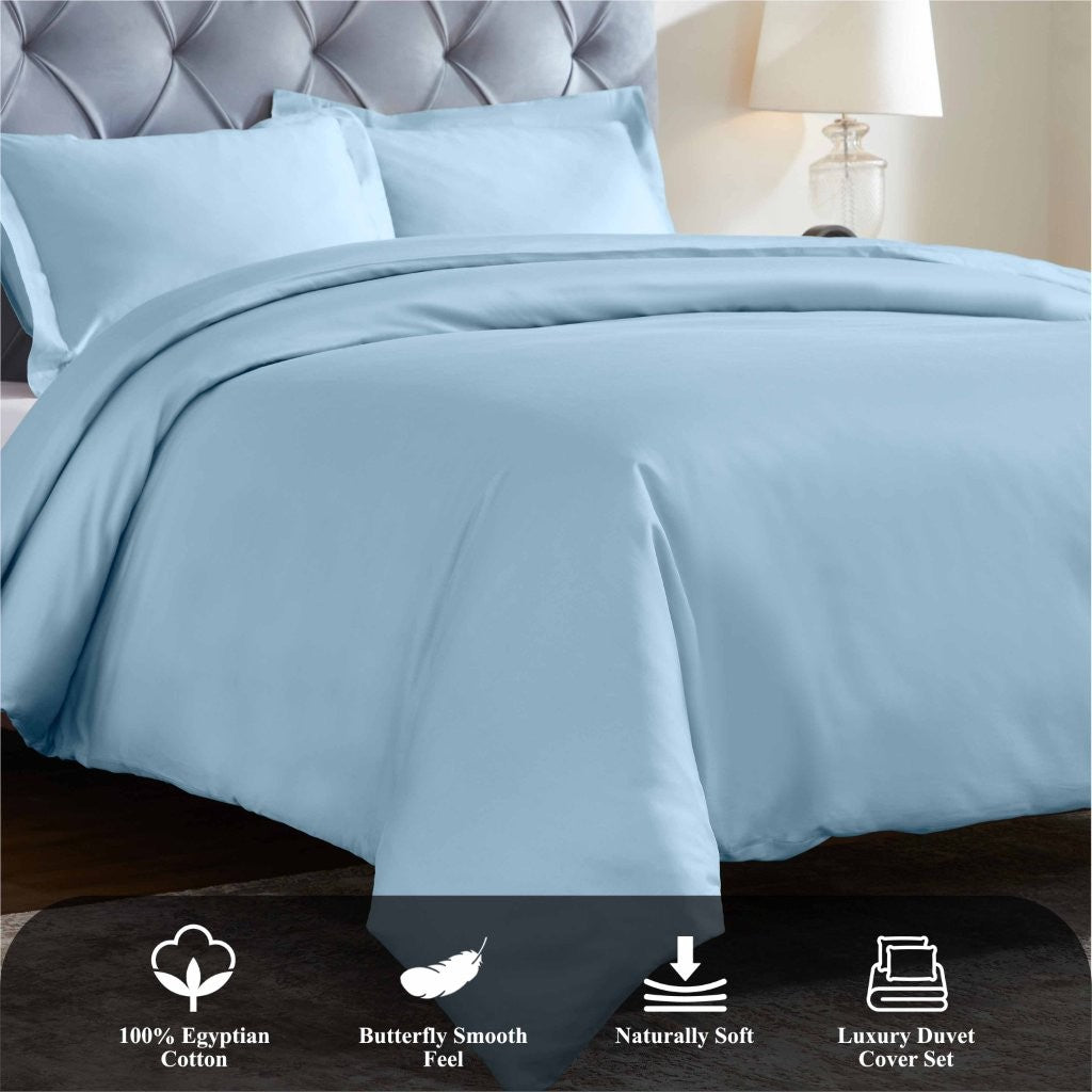 Luxury 1200 Thread Count Egyptian Cotton Duvet Cover Set - King Size, Soft Breathable Bedding for Hotel & Home Use