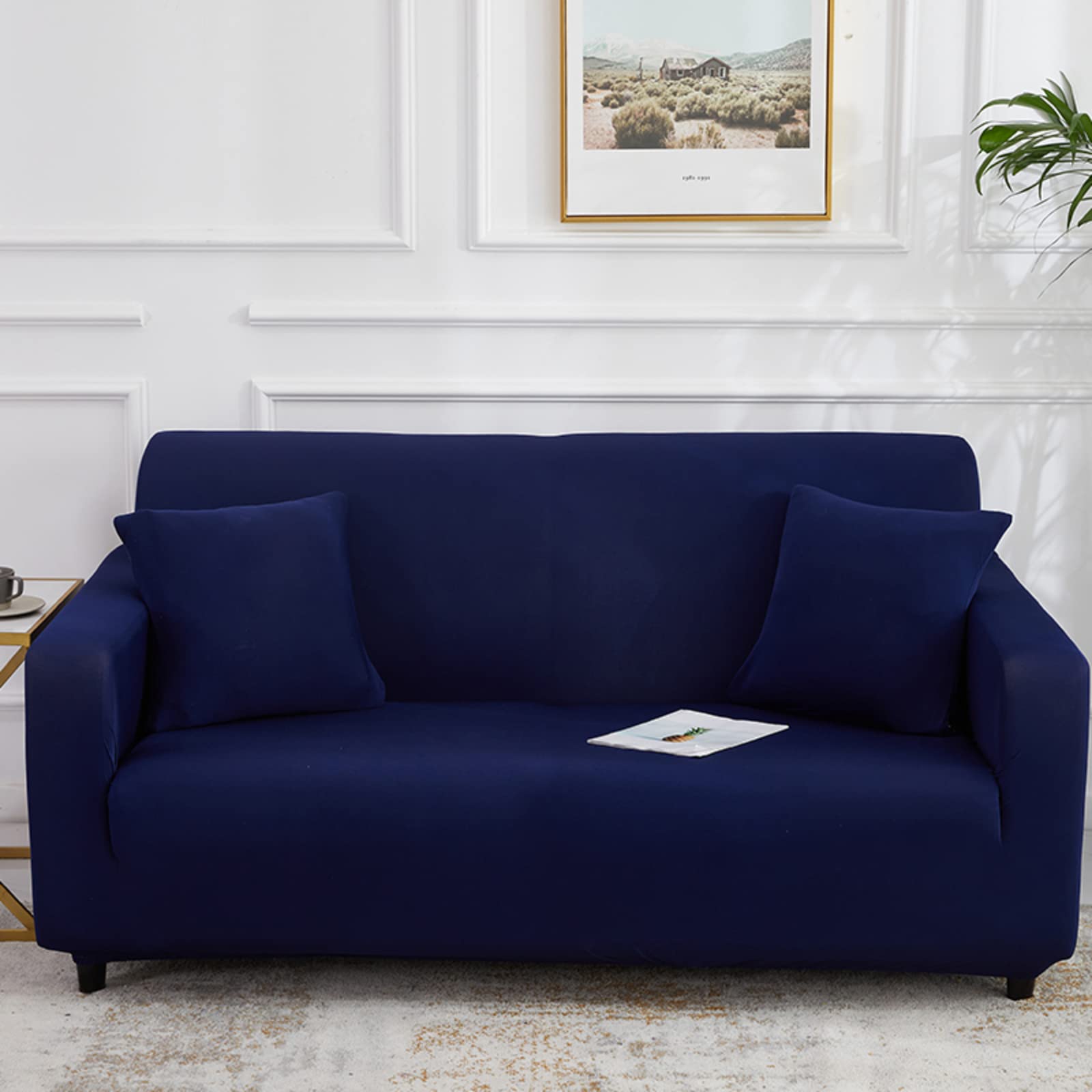 Washable Sofa Slipcover for 5-Seater XXL Sofa - Comfortable, Pet & Kid-Friendly Furniture Protector with Ties - Solid Color Cushion Cover for Living Room, Indoor Use
