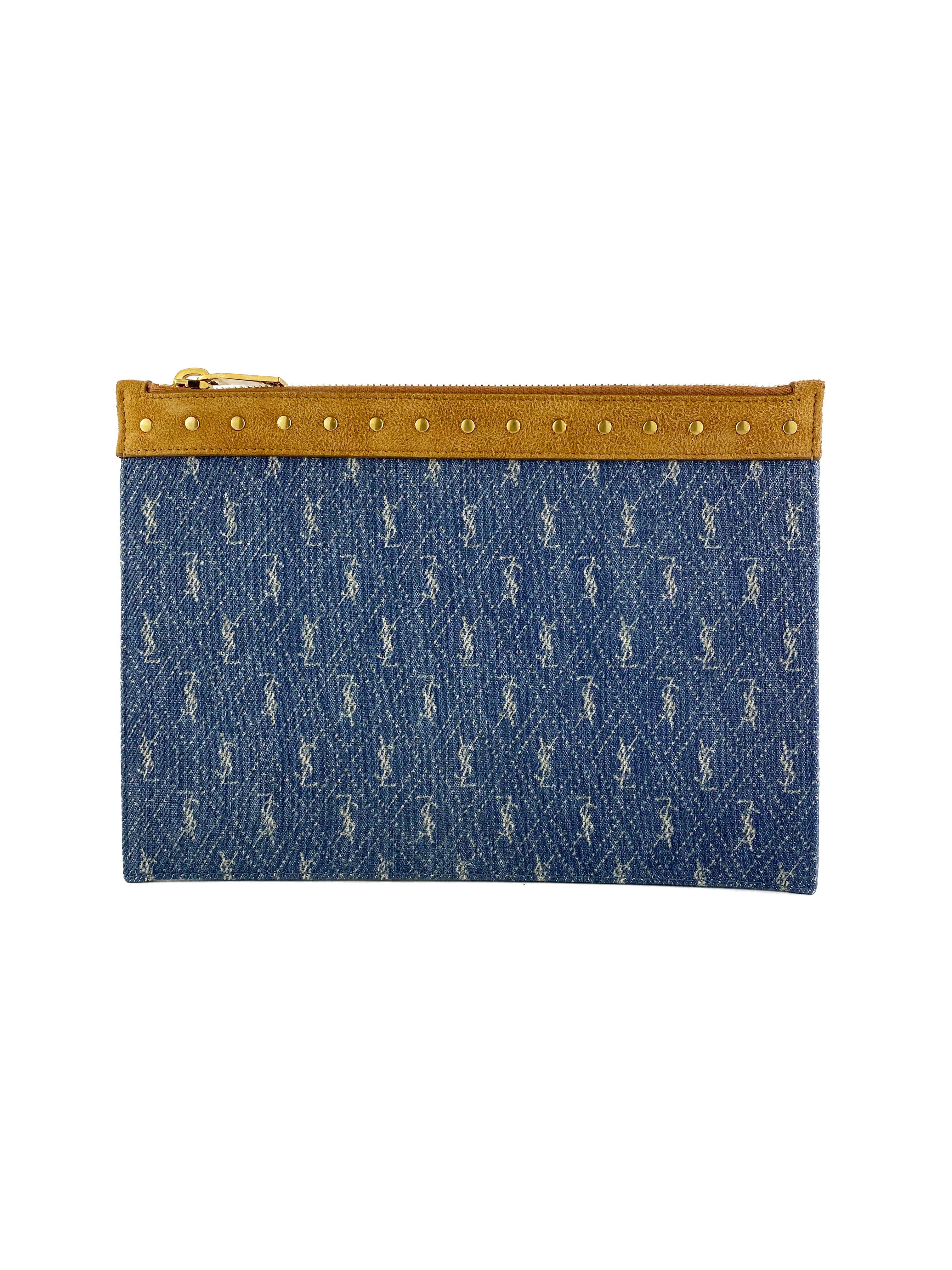 Saint Laurent Denim Pouch Crossbody Bag for Women - Luxury Designer Handbag with Adjustable Strap - Perfect for Everyday Use, Travel & Night Out