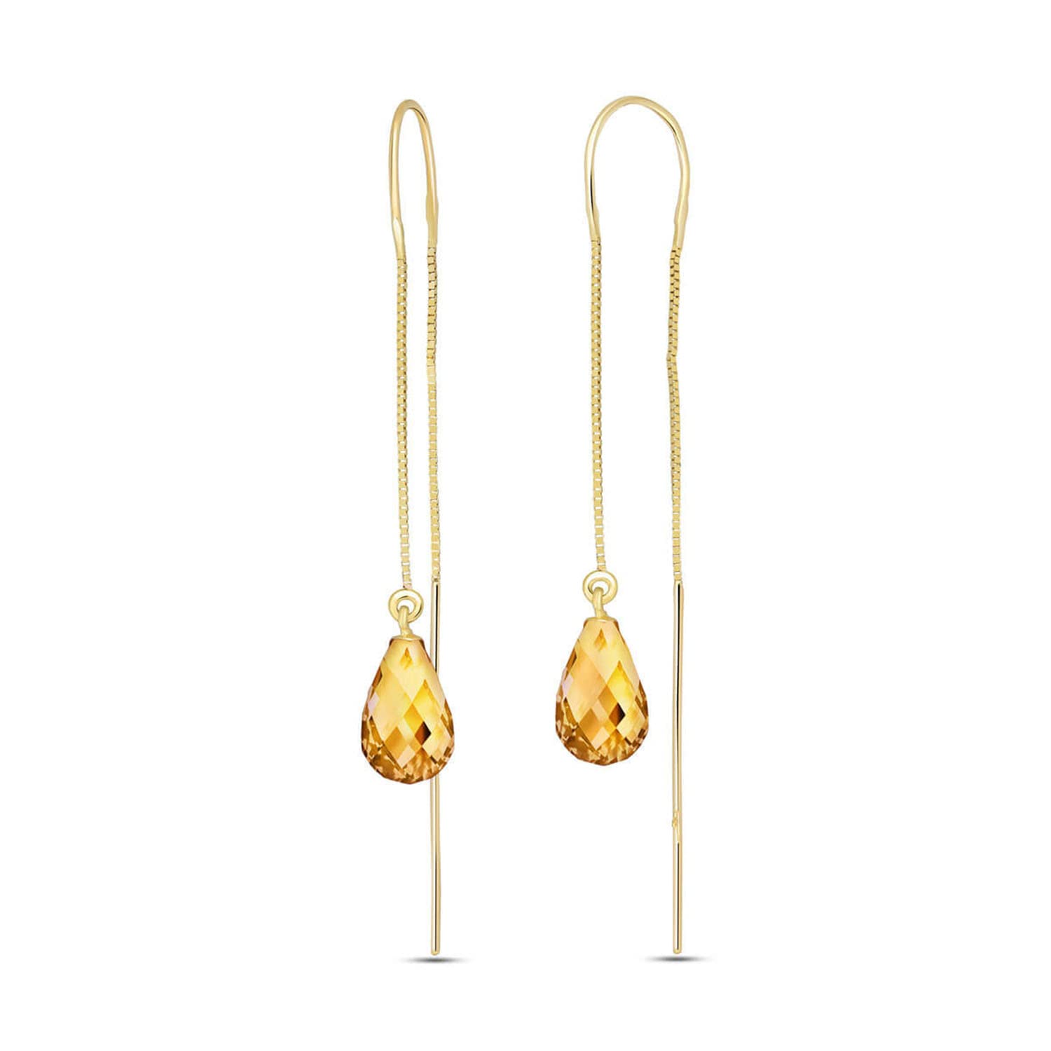 14K Solid Gold Citrine Threaded Earrings for Women | GG Galaxy Gold Elegant Dangle Earrings | Perfect for Parties, Weddings & Everyday Wear