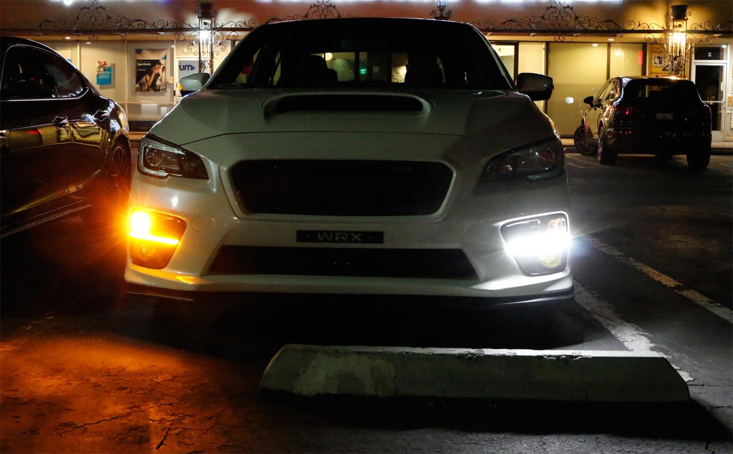iJDMTOY Switchback LED Daytime Running Lights for 2015-2017 Subaru WRX/STi - JDM Style Piano Black Fog Lamp Bezels, Xenon White DRL & Amber Turn Signals | Enhanced Visibility & Style for Night Driving & Custom Car Mods