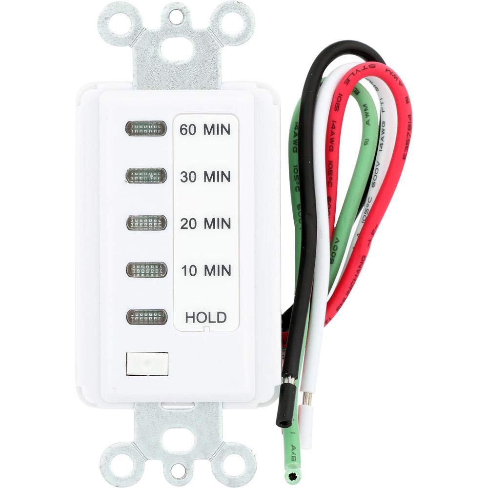Westek TMDCD60 Hardwired Indoor Countdown Timer - 6-Setting Programmable Wall Switch, White - Perfect for Lights, Fans & Appliances in Home, Office & Garage