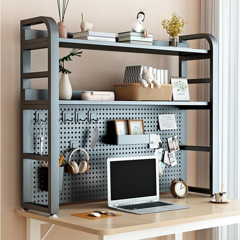 3-Tier Office Desk Storage Hutch Display Shelf - Multipurpose Organizer for Computer Desk, Countertop Bookcase - Perfect for Plants, Toys, Photos & Office Supplies (White) | Space-Saving Home & Office Storage Solution