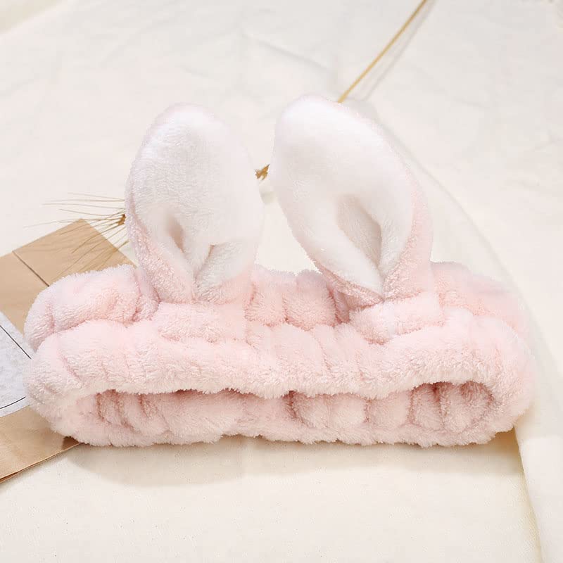 JOYOYO 3 Pack Bunny Ear Spa Headbands for Women & Girls - Soft Coral Fleece Elastic Hair Bands for Makeup, Washing Face, Shower, Bath & Skincare - Perfect for Beauty, Sports & Relaxation at Home or Salon