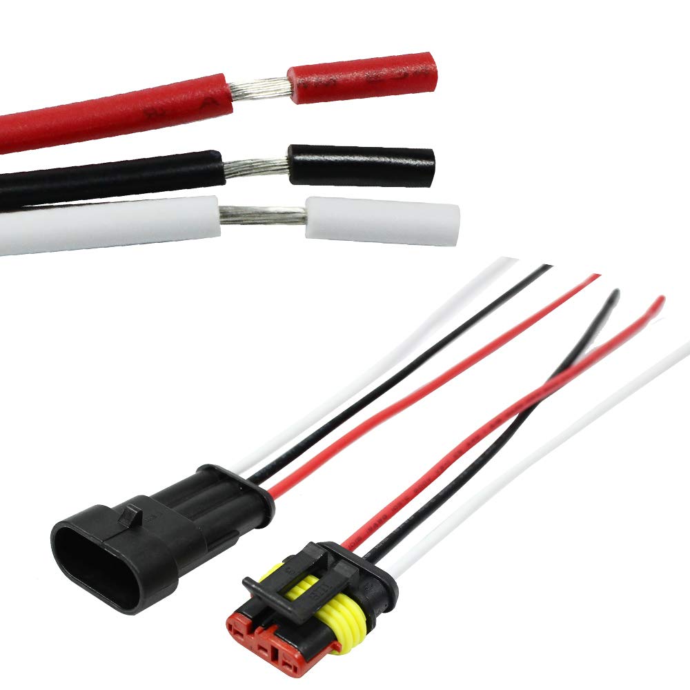 3 Pin Waterproof Electrical Connector 16 AWG - Male & Female Automotive Wire Connectors for Car, Truck, Boat - 5 Pack - Secure Wiring for Harsh Weather & Marine Environments
