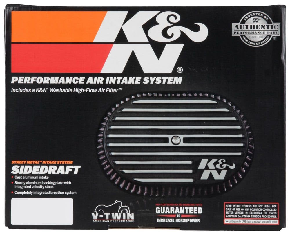K&N RK-3952S High-Performance Air Intake System for Harley Davidson Motorcycles - 1 Pack - Improves Engine Power & Fuel Efficiency for Cruiser Bikes