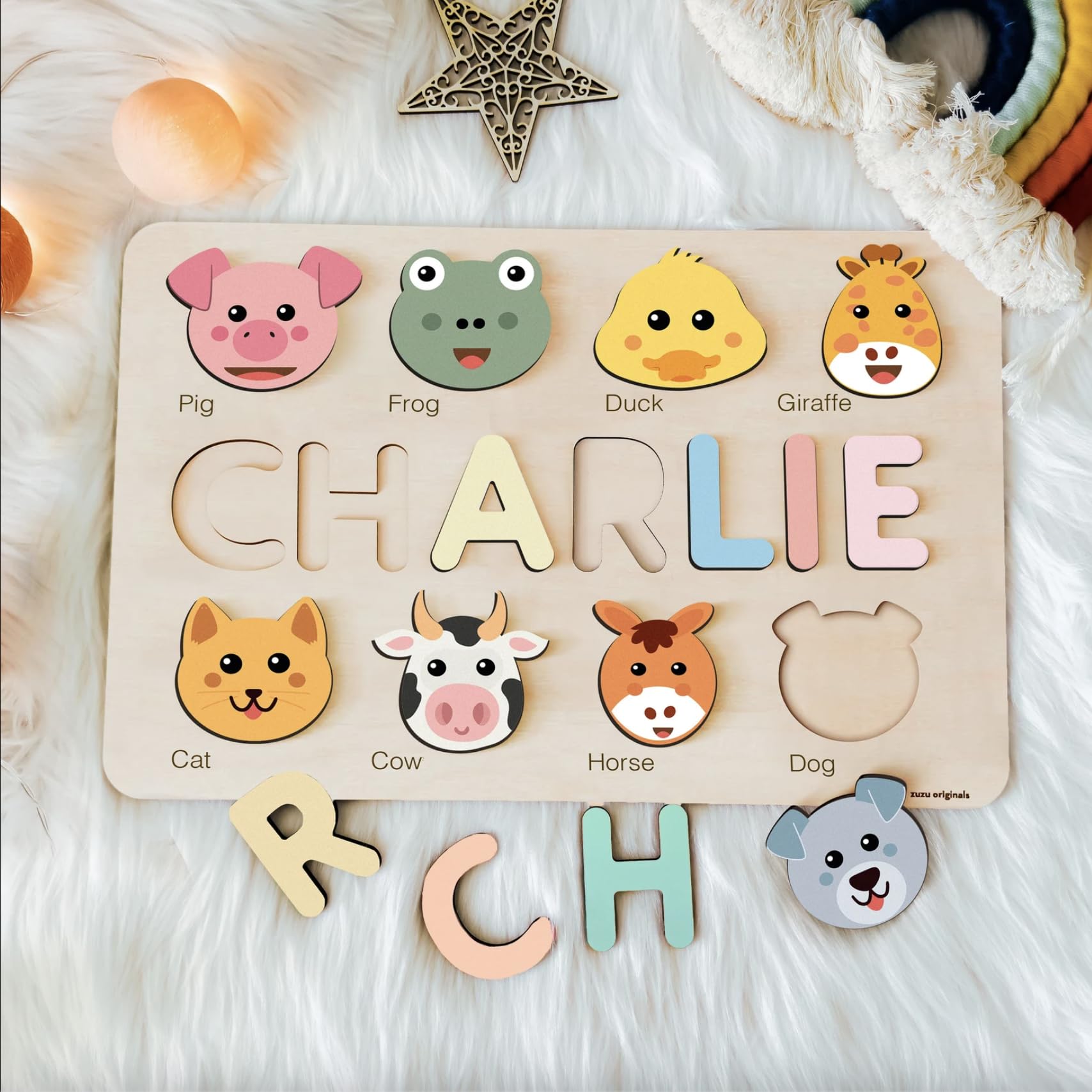 Personalized Wooden Name Puzzle for Toddlers - Baby Boy & Girl Gift for 3-36 Months - Custom Children's Toy for Learning & Play - Perfect for Christmas, Birthdays & Special Occasions