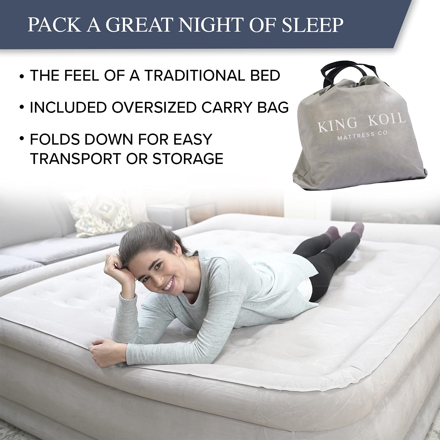 King Koil Queen Air Mattress with Built-in Pump - 20