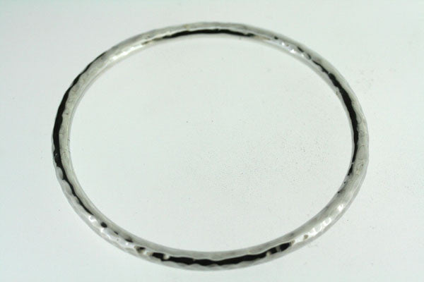 Sterling Silver Circular Battered Tubular Bangle Bracelet for Women - Elegant Boho Jewelry for Casual & Party Wear