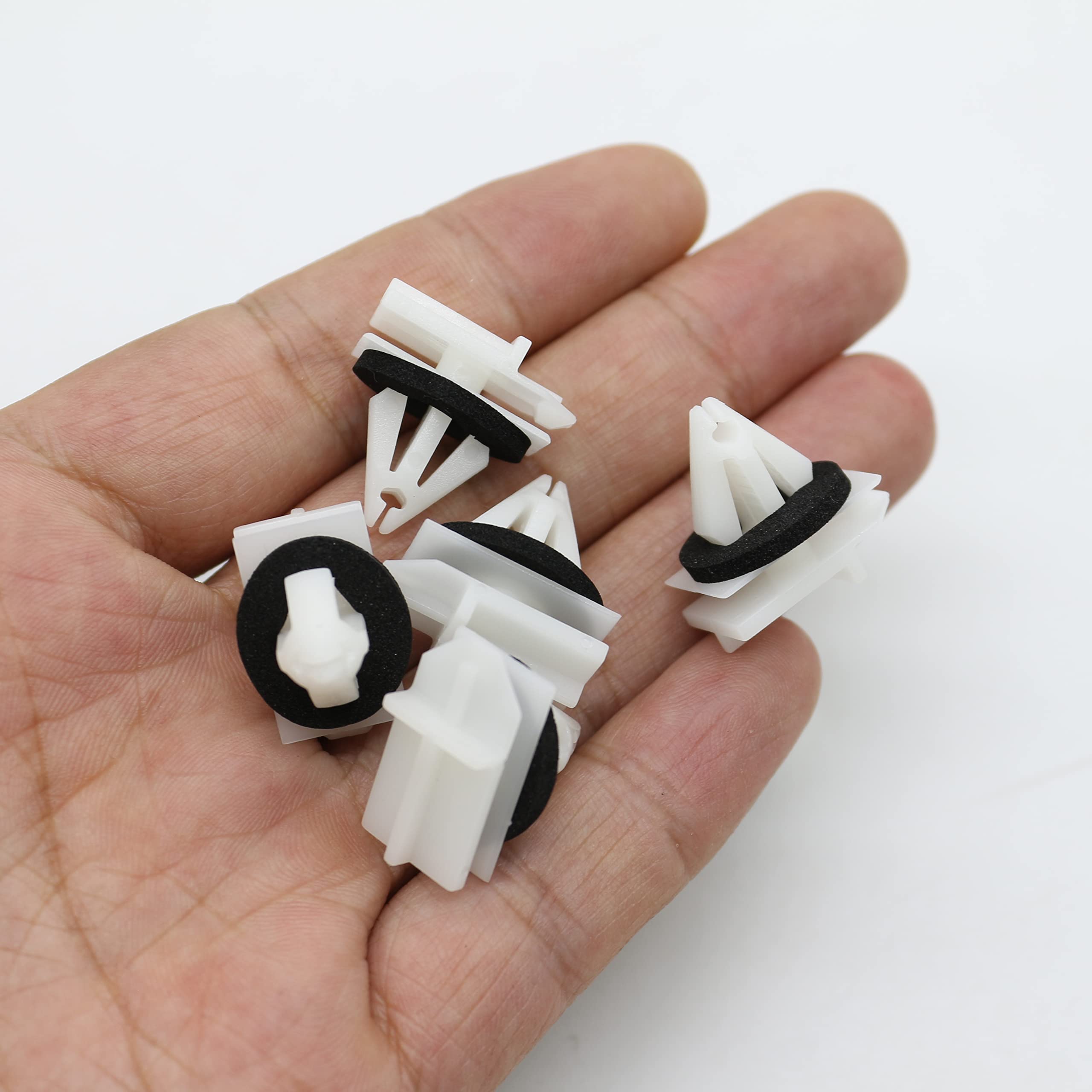 10 Pcs White Nylon Moulding Retainer Clips with Sealer for GM 11518988 - Perfect for Chevy Fender, Spoiler & Roof Rack Installation & Repair