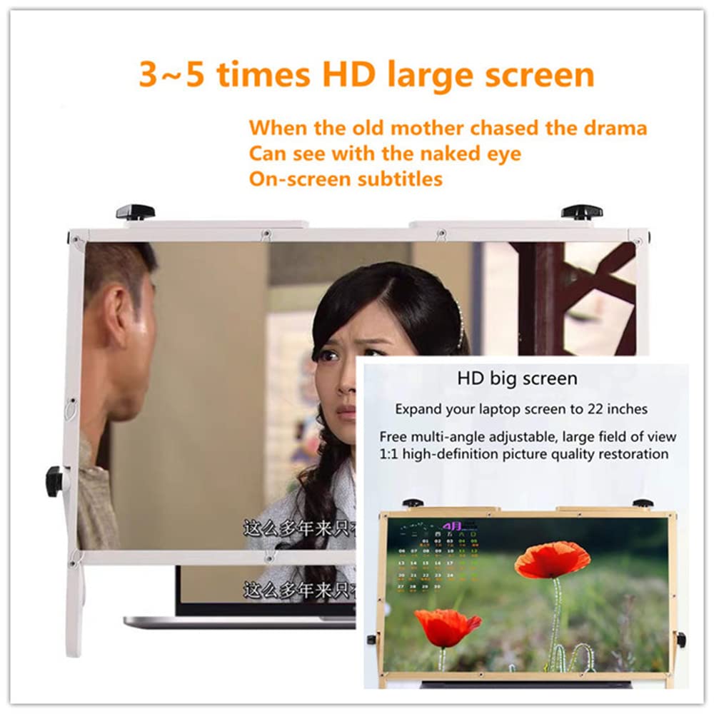2022 Newest 22 Inch Laptop Screen Magnifying Glass - Foldable Computer & Phone Holder Stand with Adjustable Angle Design, White - Ideal for Office, Home, and Travel Use