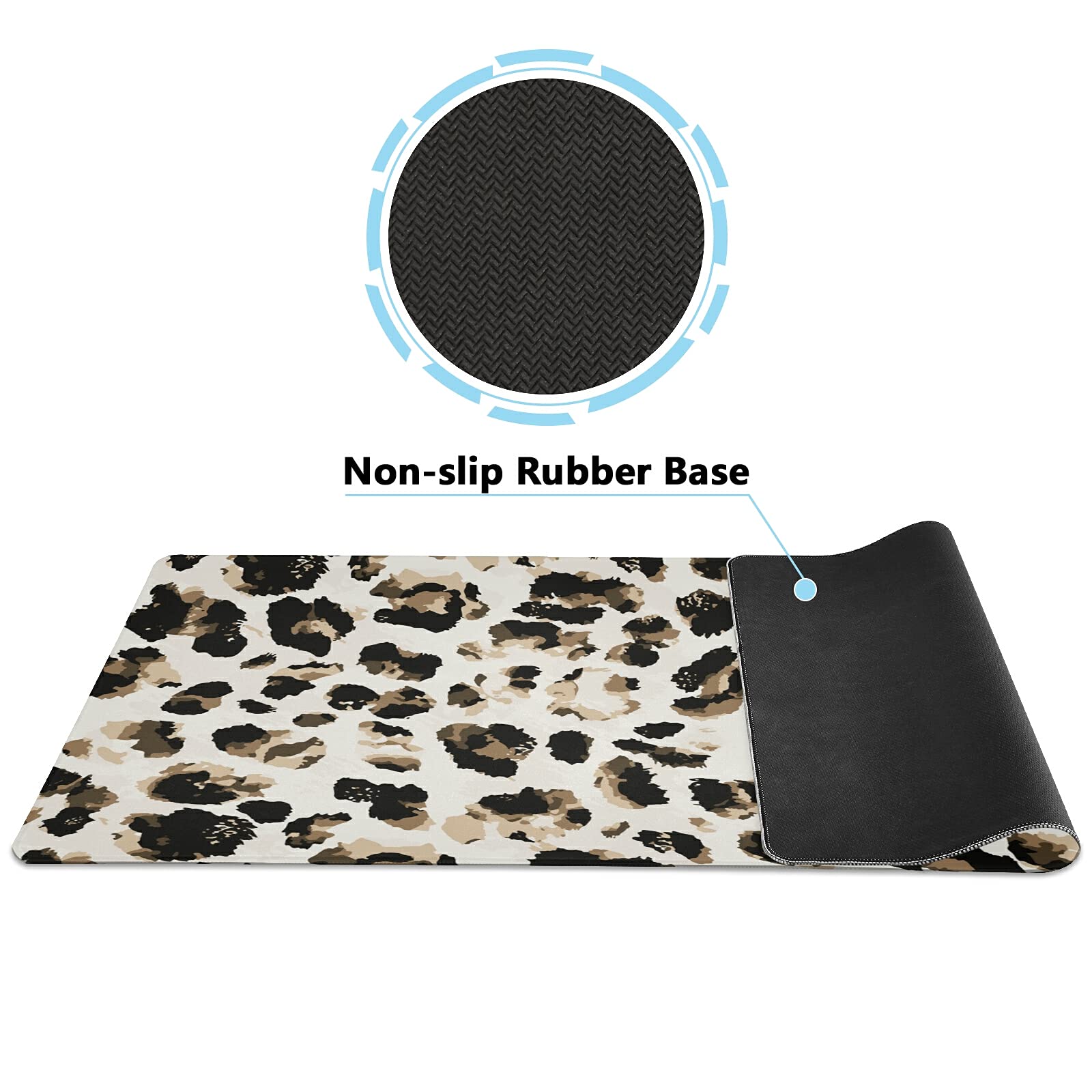 Premium Large Gaming Mouse Pad - Animal Leopard Print Non-Slip Desk Mat for Computer & Laptop (35.4x15.7in) - Perfect for Office, Gaming & Home Workspace Setup