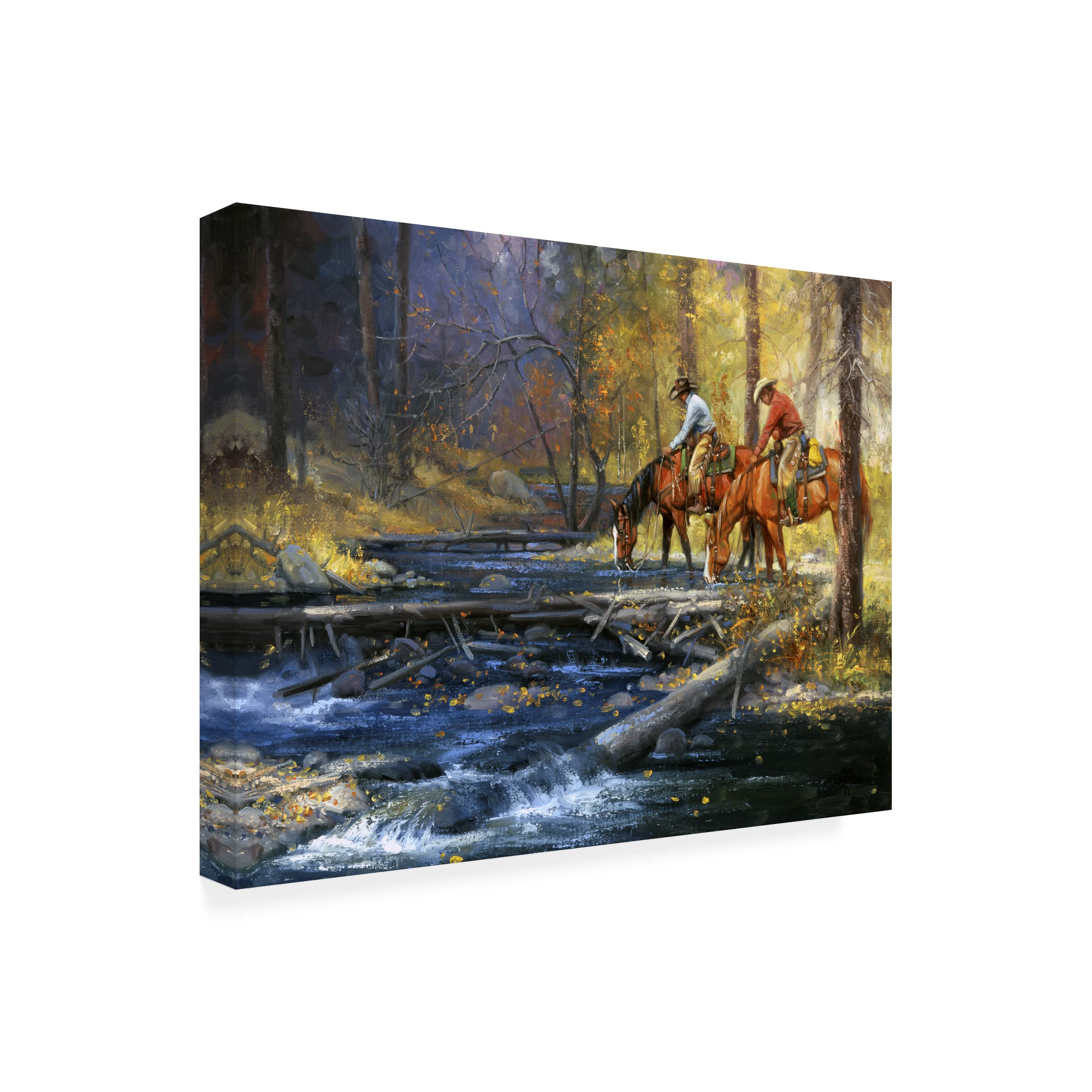 Jack Sorenson 'Cold Water And Falling Leaves' Canvas Wall Art Print - Modern Nature Landscape Painting for Living Room, Bedroom & Office Decor