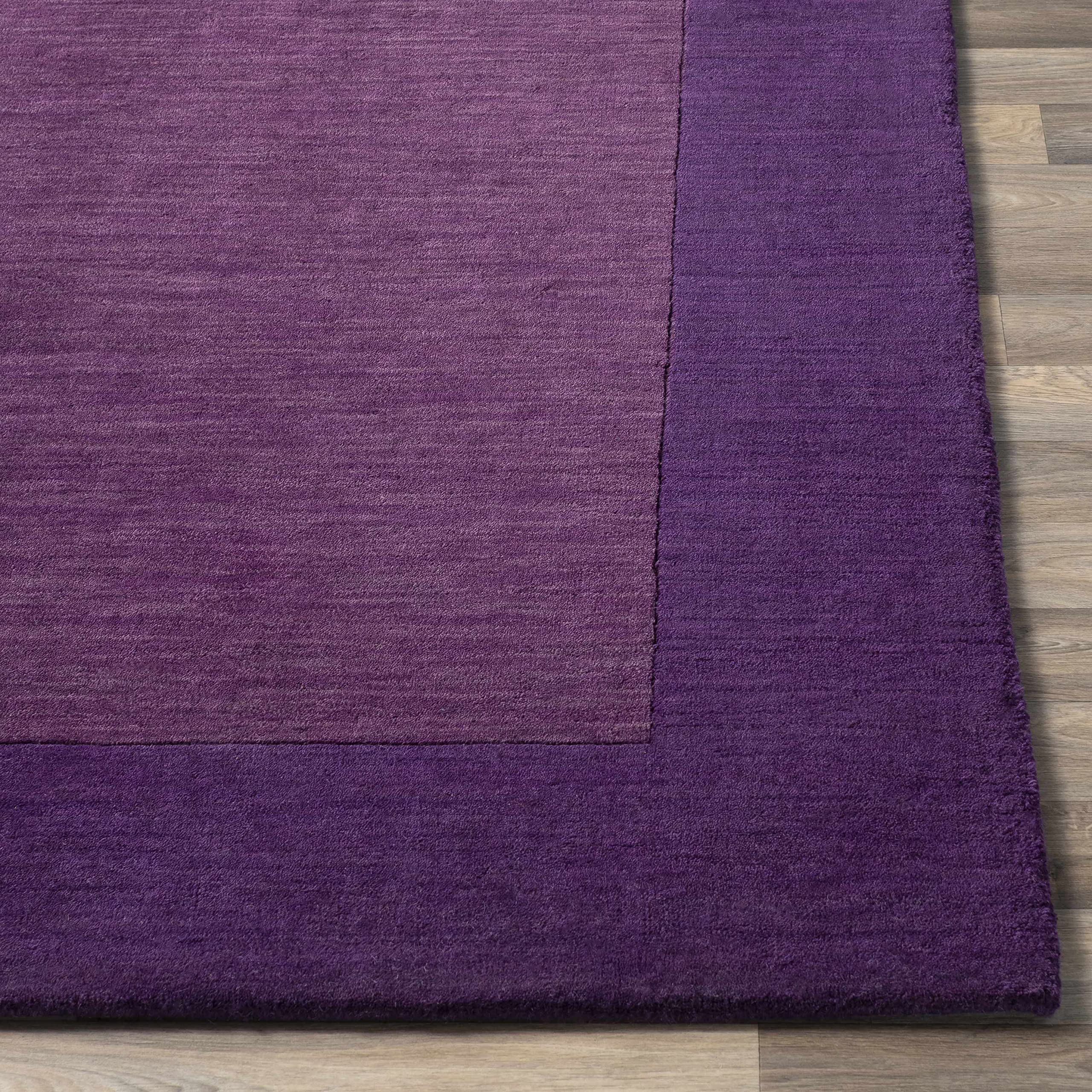 Premium Greene Wool Area Rug for Living Room & Bedroom - Solid Border Design in Purple - 8' x 11' Size - Soft & Durable Home Decor for Cozy Spaces