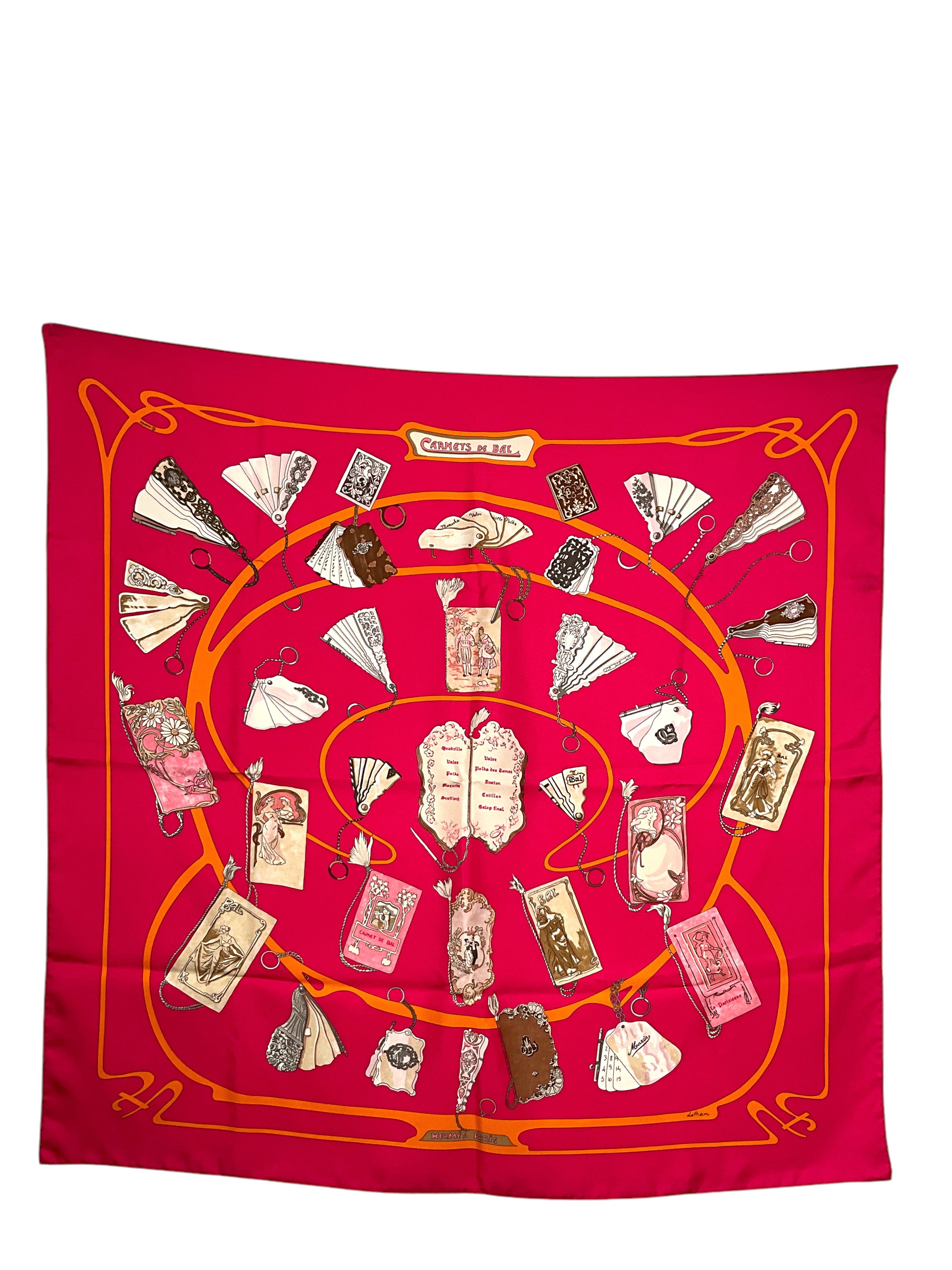 HERMES Carnets de Bal Silk Scarf 90 - Authentic Luxury Fashion Accessory for Women, Perfect for Gifts, Parties & Special Occasions