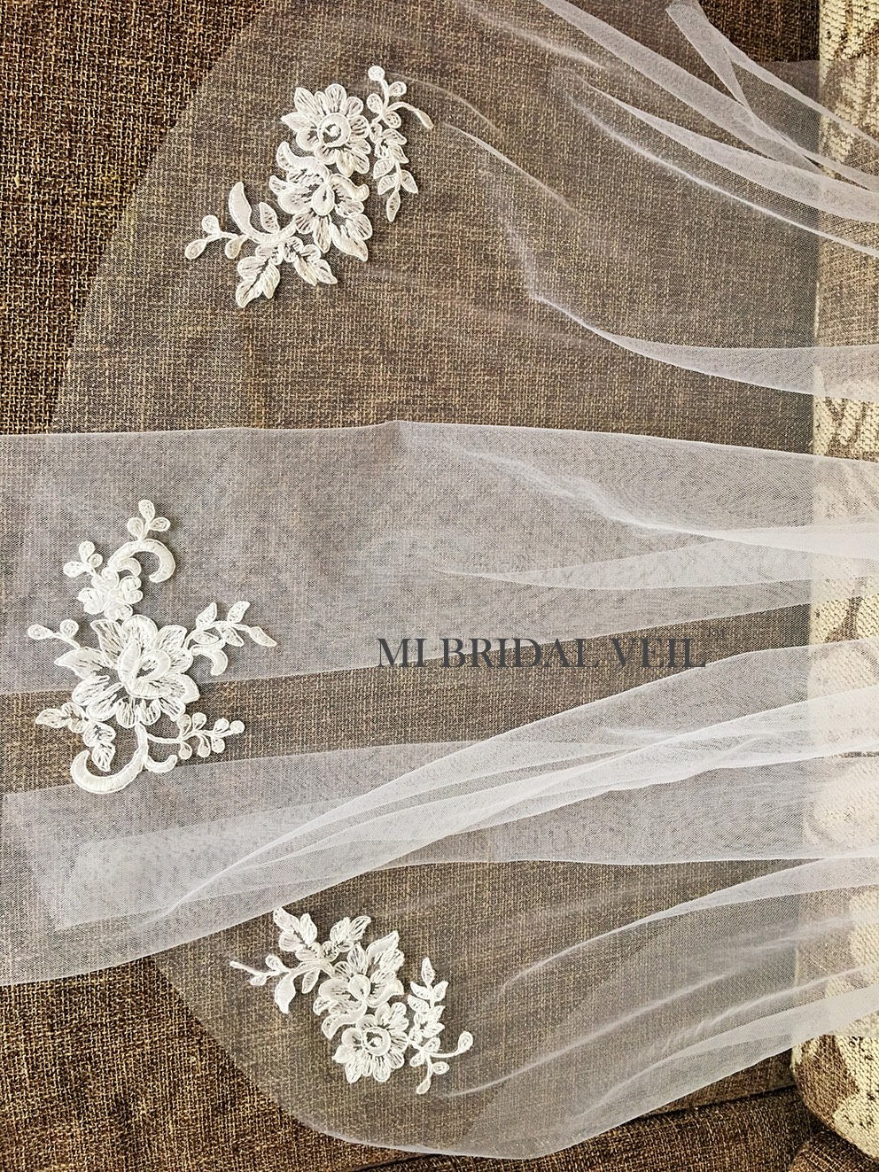 Elegant Rose Lace Applique Wedding Veil for Brides - Perfect for Church Ceremonies, Garden Weddings & Romantic Photos