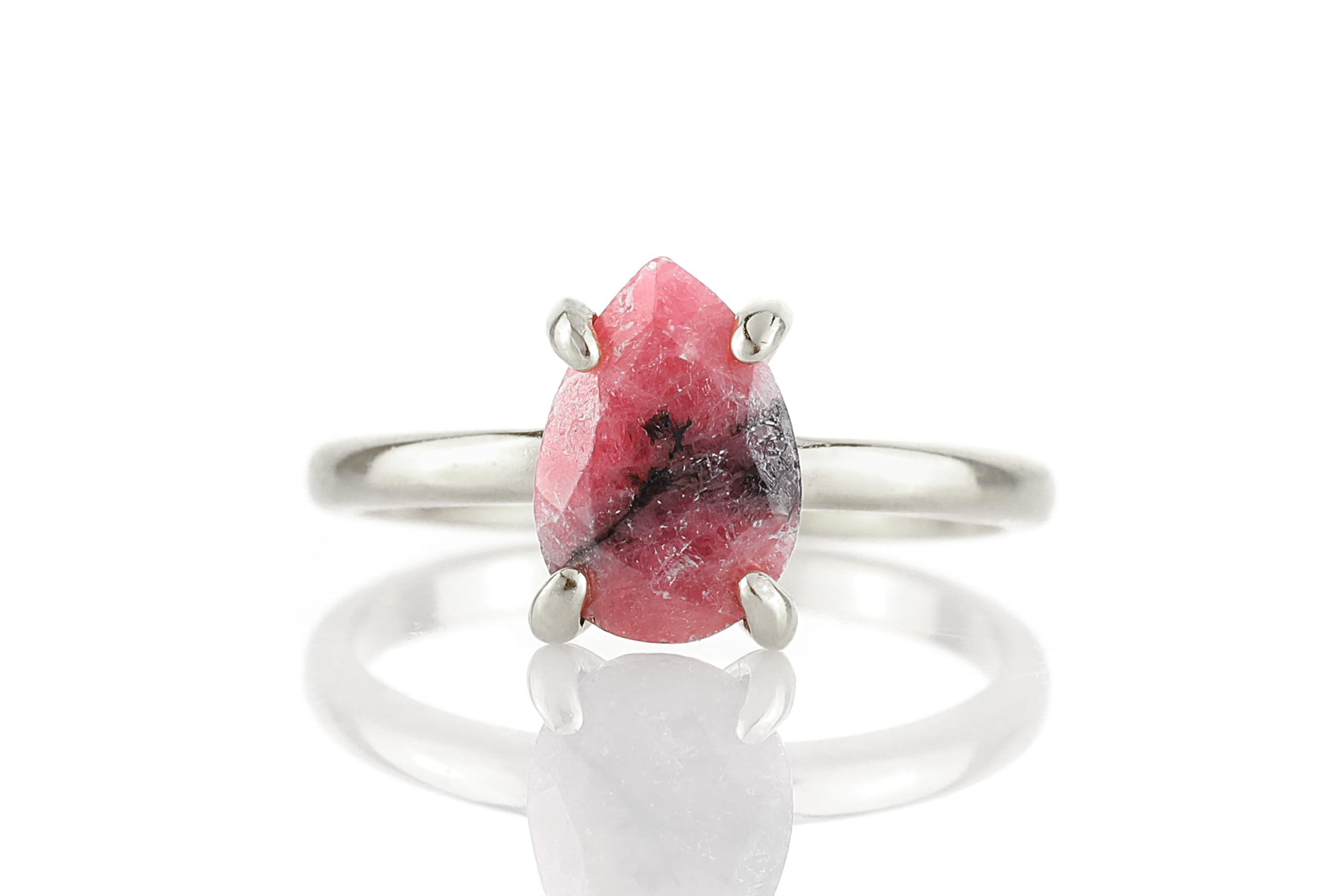 Handmade Rhodonite Gold Ring for Women - Custom Pear Engagement & Promise Ring - Vintage Jewelry for Everyday Wear