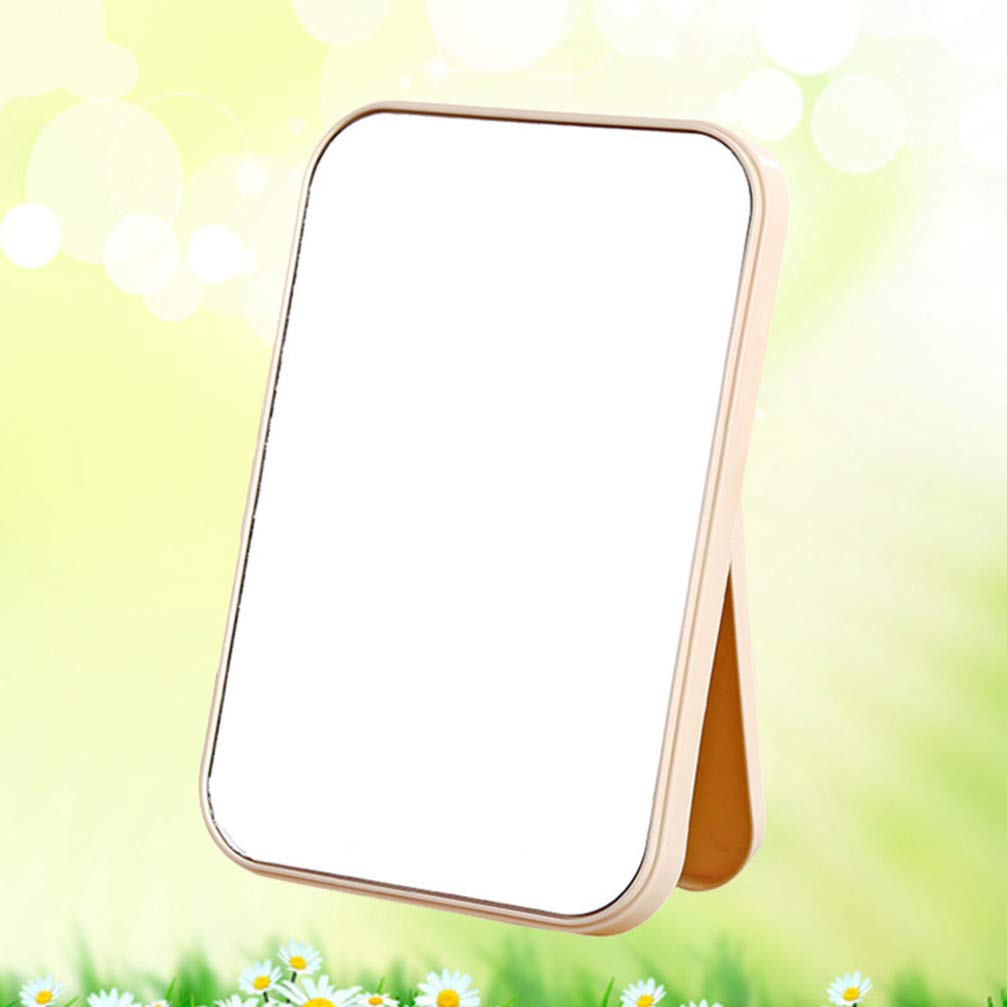 Uonlytech Foldable Square Vanity Mirror - Portable Makeup Mirror for Women, Compact Desk & Travel Cosmetic Mirror, Beige | Perfect for Home Dressing Table, Travel & Professional Makeup Artists