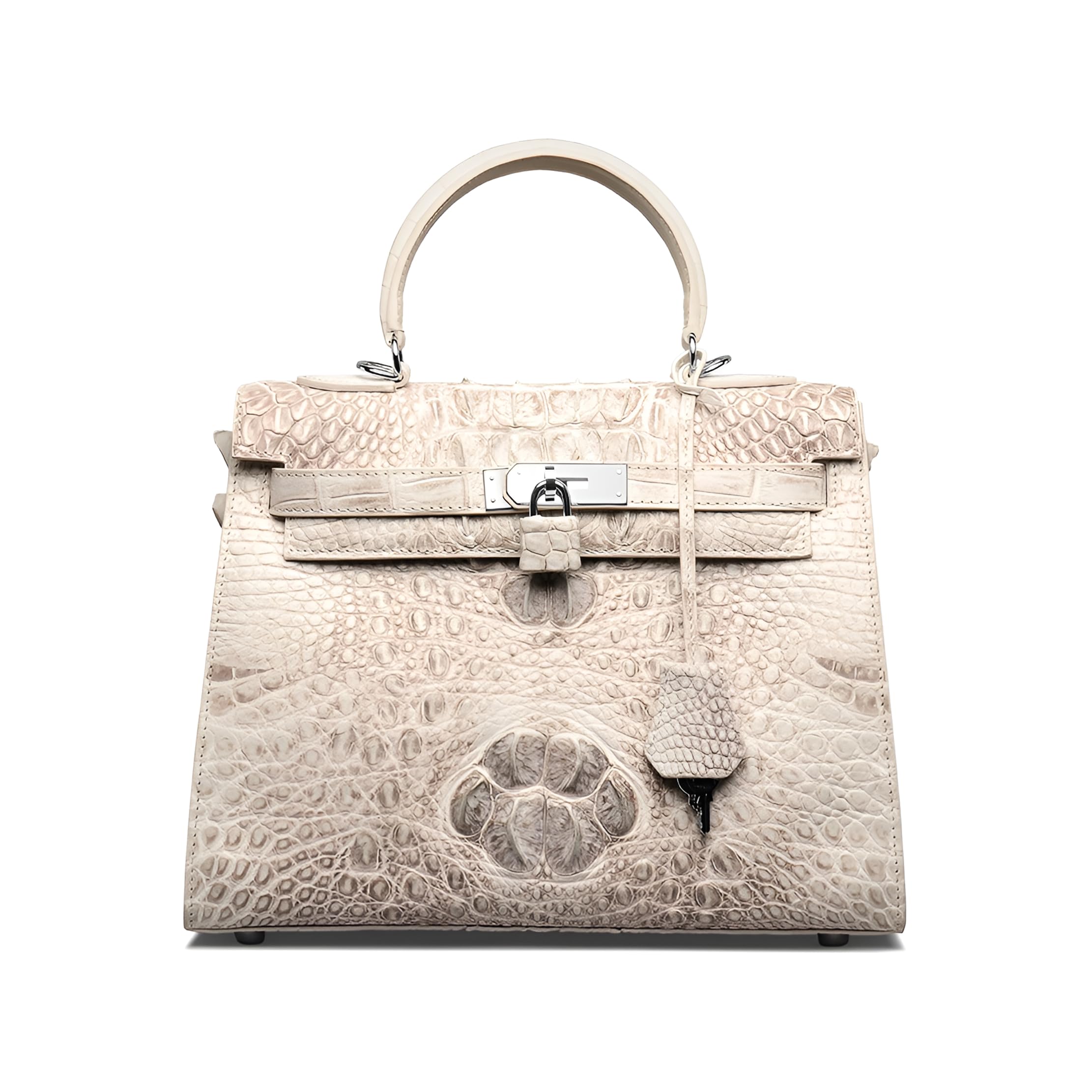 Luxury White Crocodile Leather Handbag for Women - Spacious Designer Purse Fits Sunglasses Case, Wallet & Essentials | Perfect for Work, Travel & Evening Events