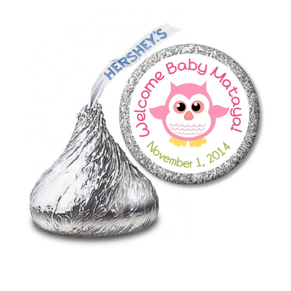 Adorable Baby Girl Owl Stickers for Baby Showers - Perfect for KISSES Candy Favors, Nursery Decor & Scrapbooking