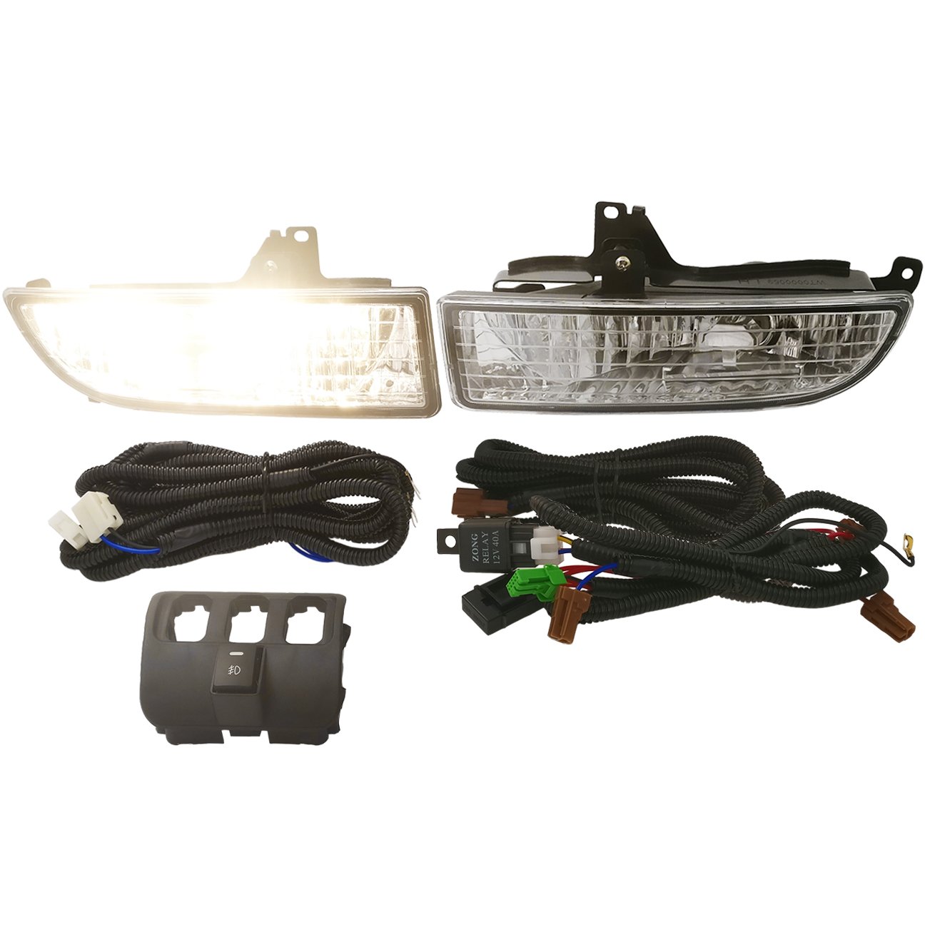 1997-2002 Honda Prelude BB5 BB6 BB7 BB8 Front Fog Lights Kit - Clear Lens Driving Lamps with Switch Harness Assembly (Left & Right) - Perfect for Night Driving & Enhanced Visibility