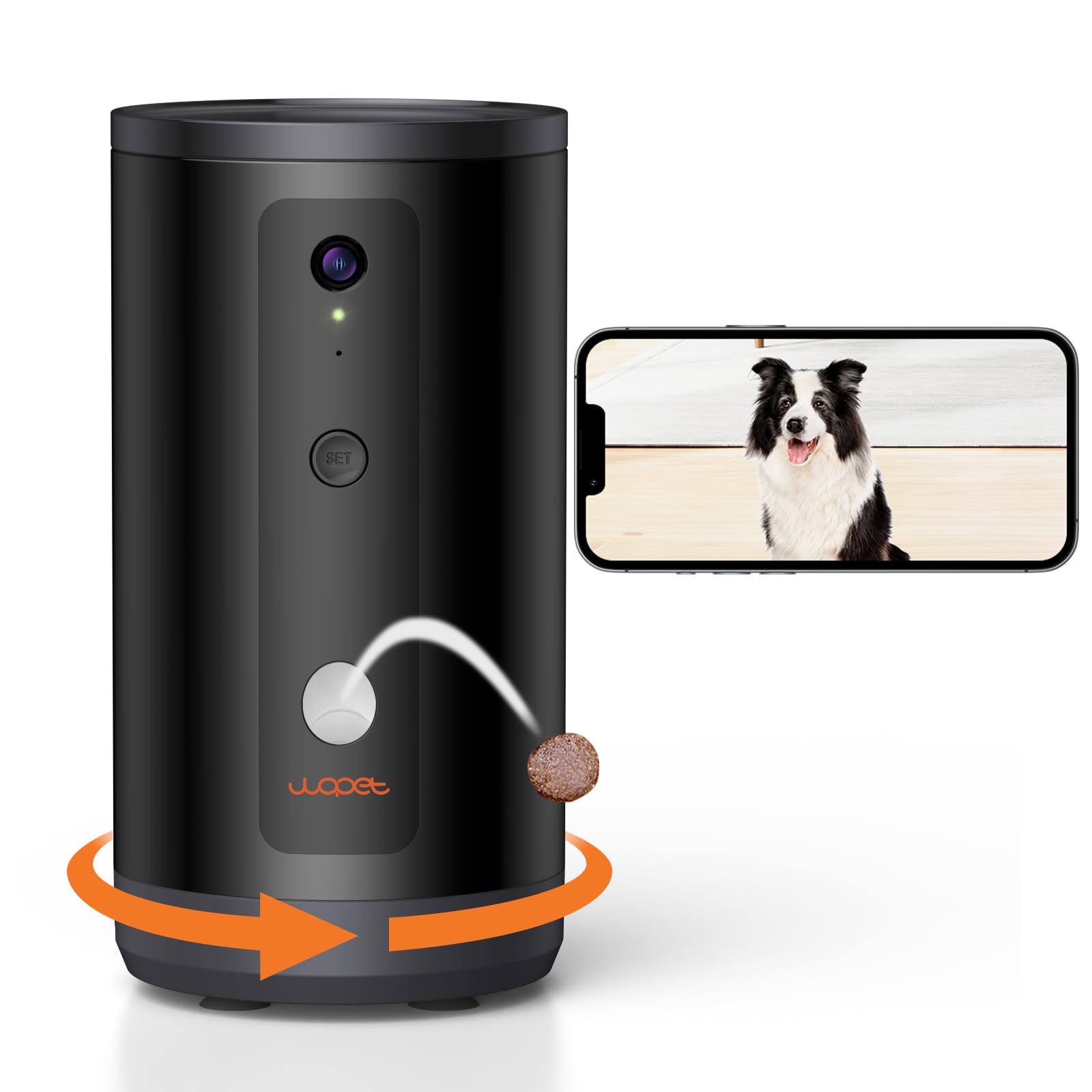 WOPET 300° Rotating Pet Camera with Treat Dispenser - 2023 New 5G WiFi Pet Monitor with 1080P HD Night Vision & 2-Way Audio for Dogs & Cats - Perfect for Home Monitoring, Treat Training & Remote Play via Smartphone App