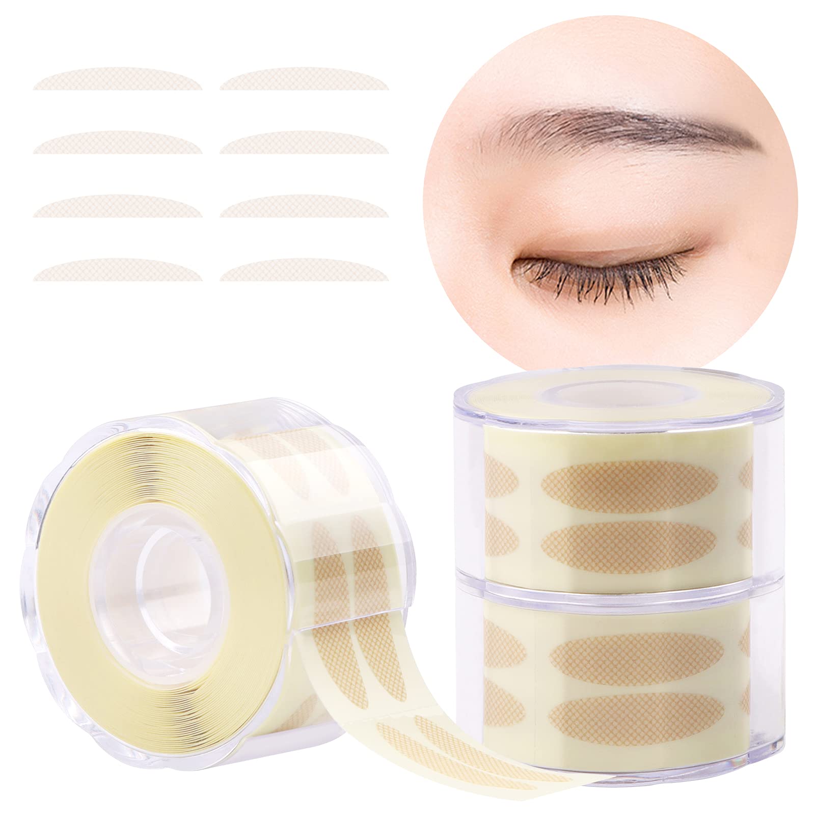 Lorvain 1800-Piece Breathable Eyelid Tape – 3 Rolls Invisible Eye Stickers, Natural Single & Double Eyelid Stickers, Waterproof Eye Tape for Bigger Eyes – Includes Y Fork & Tweezers (Wide) – Perfect for Makeup, Asian Eyelid Enhancement & Daily Beauty Routine