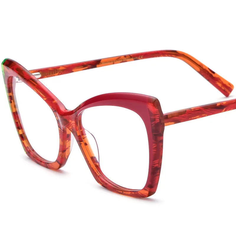 CCspace Unisex Full Rim Cat Eye Acetate Eyeglasses 56921 - Stylish Retro Frame for Men & Women - Perfect for Reading, Work, and Fashion Accessories
