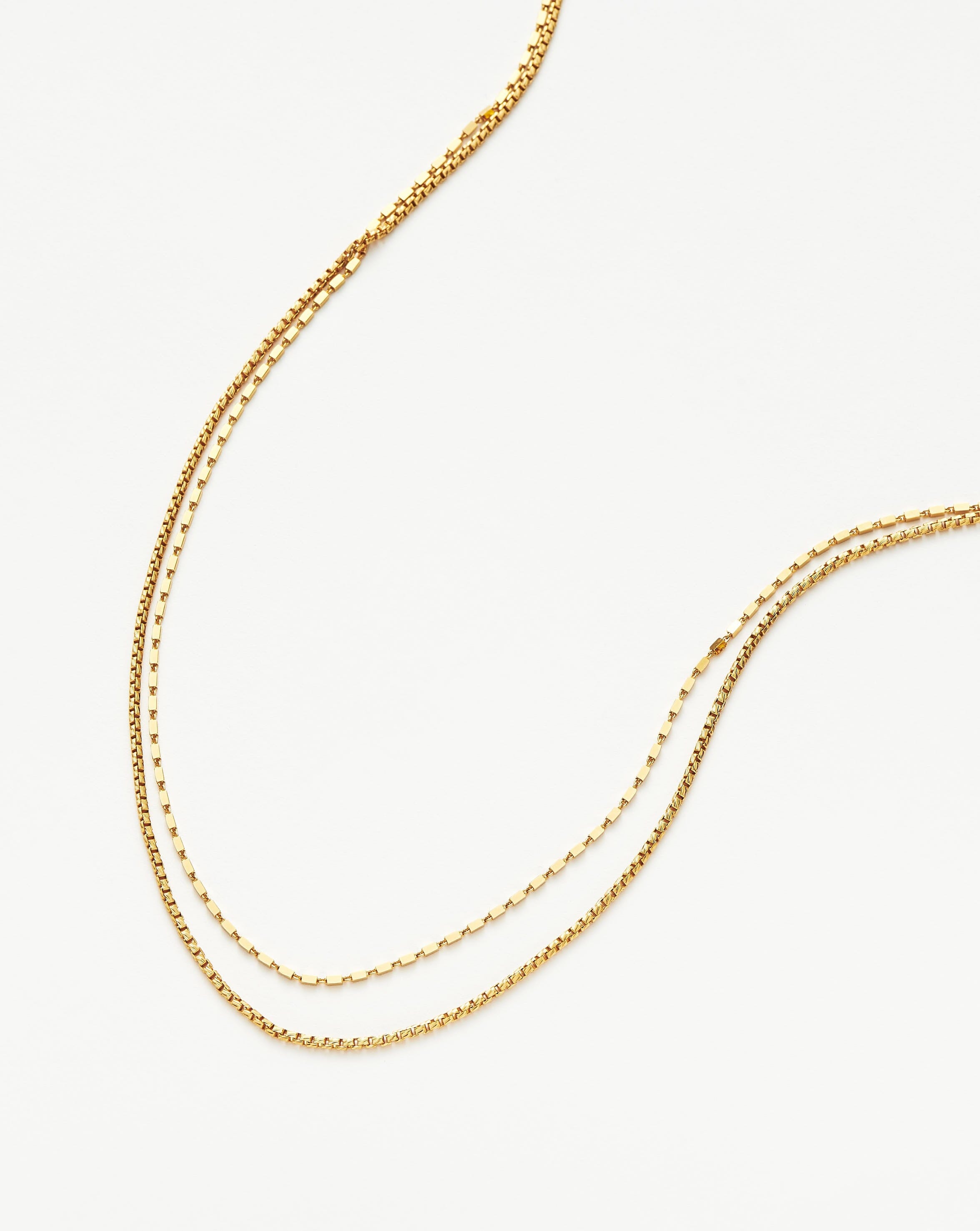 18k Gold Vermeil Double Chain Box Link Necklace for Women - Elegant Layered Jewelry for Everyday Wear, Date Night & Special Occasions