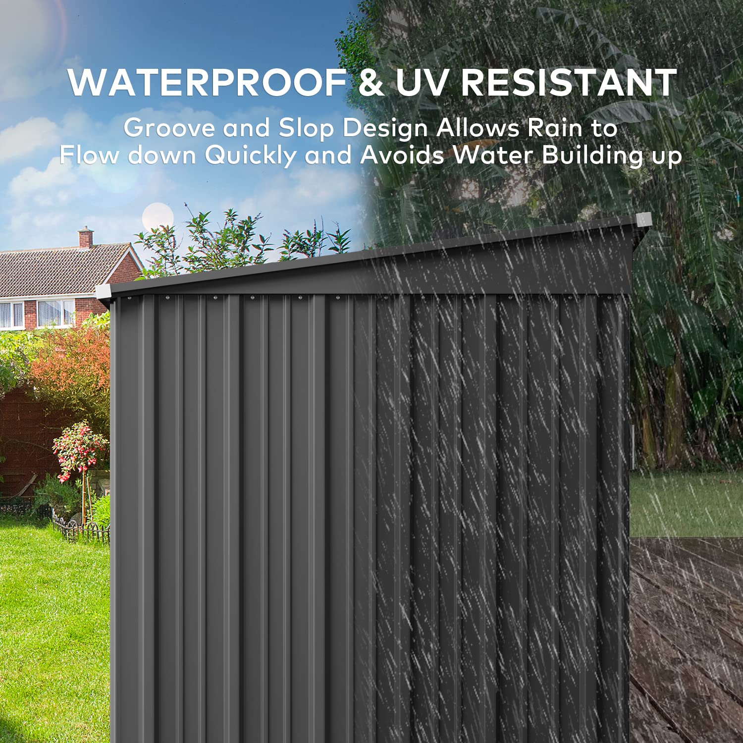 Gizoon 6x4 Feet Outdoor Storage Shed - Heavy Duty Metal Garden Shed with Double Lockable Doors, Waterproof & Anti-Rust Design for Backyard, Patio, Lawn (Dark Gray) - Perfect for Storing Tools, Equipment & Seasonal Items