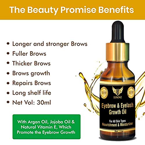 DOXONZ Eyebrow & Eyelash Growth Serum with Castor Oil, Onion Oil & Vitamin E - 30ml Hair Growth Treatment for Thicker, Fuller Brows & Lashes - Perfect for Nighttime Care & Natural Beauty Routine