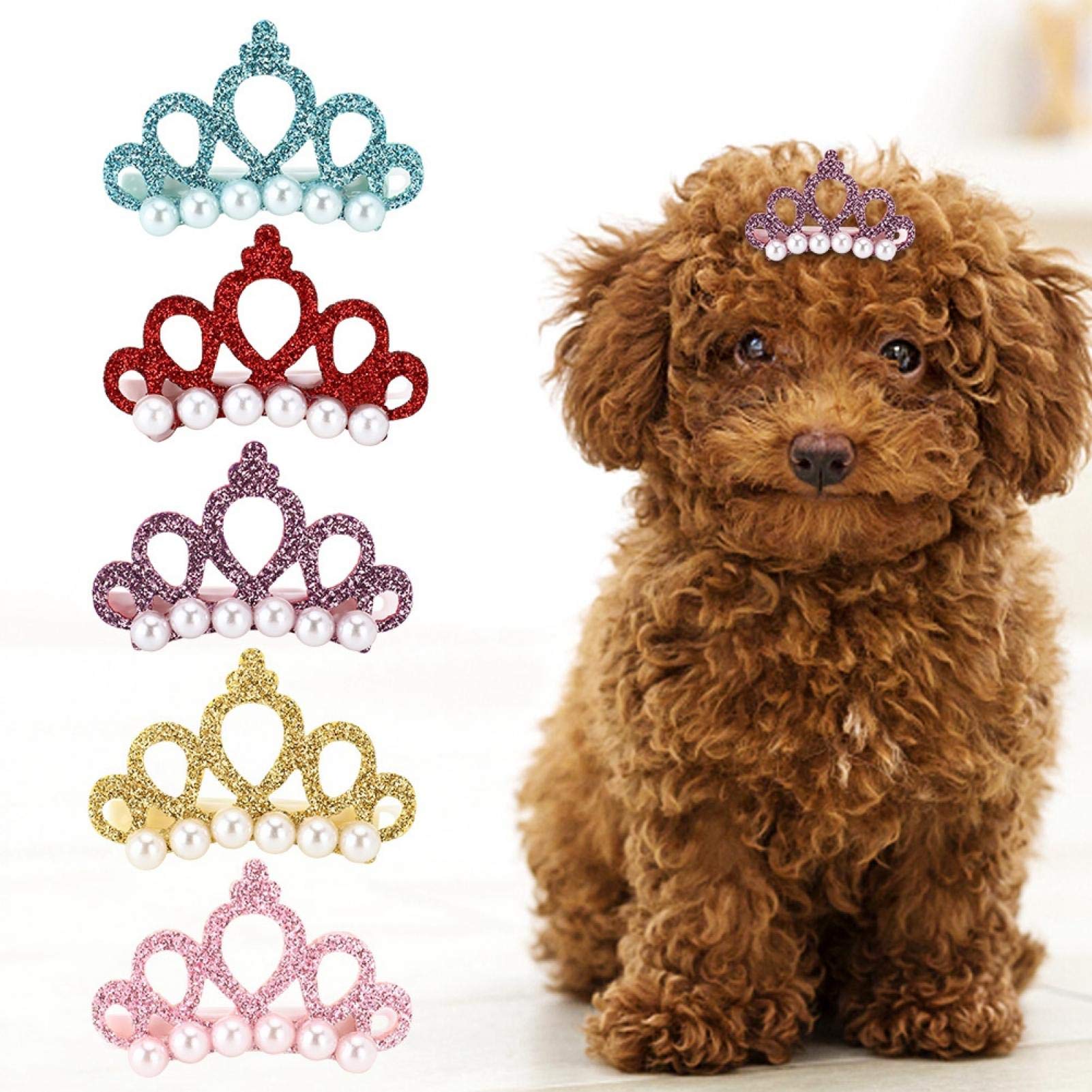 GLOGLOW 25Pcs Small Pet Hair Clips - Snap Hair Clips & Crown Hair Accessories for Dogs & Cats - Perfect for Grooming, Styling & Photo Shoots
